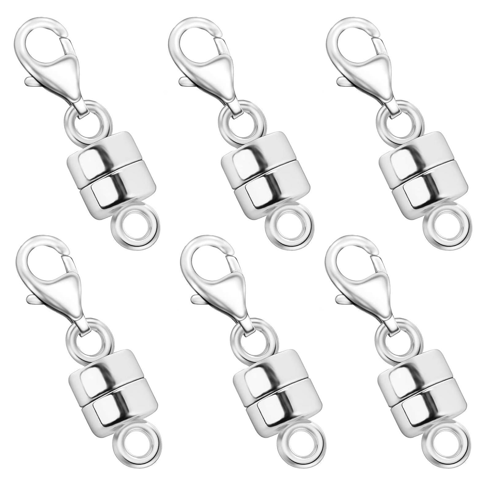 OHINGLT Magnetic Necklace Clasp Extra Strong, Silver Plated Magnet Jewelry Clasps Converters for Bracelet Necklaces Chain