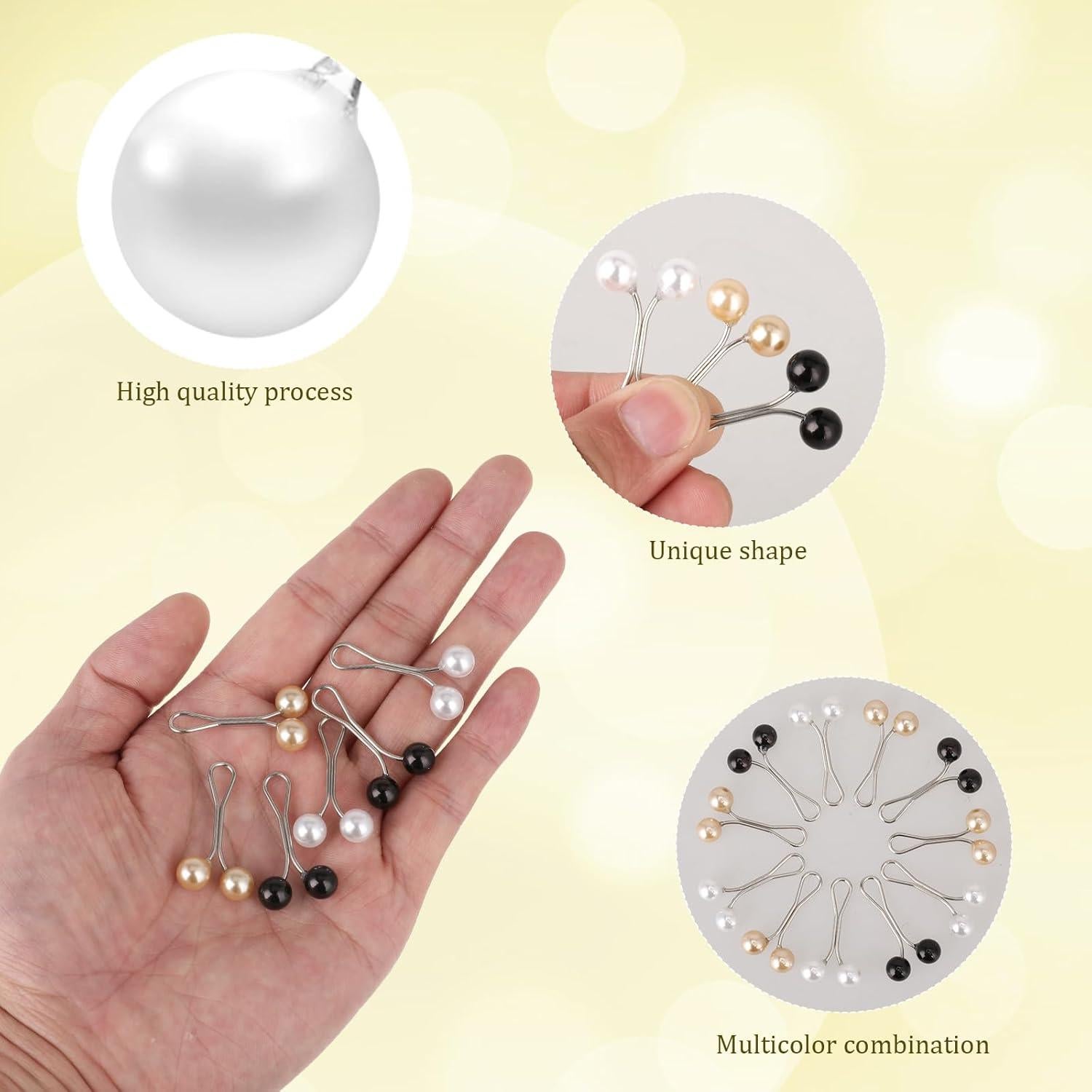 24 Alfileres de Hijab KALIONE Perla Multicolor 3.6x1.85cm