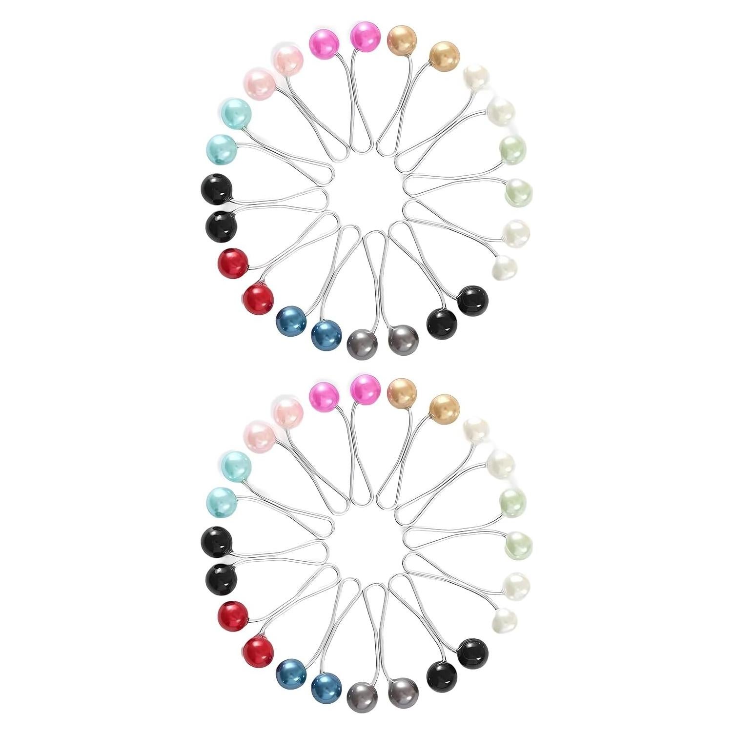 24 Alfileres de Bufanda de Perlas para Mujeres - Multi-Colores
