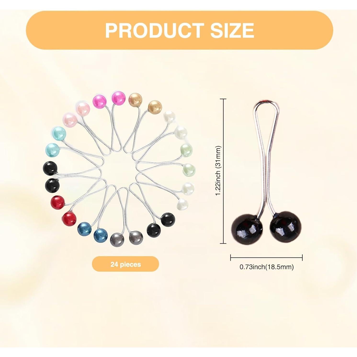 24 Alfileres de Bufanda de Perlas para Mujeres - Multi-Colores