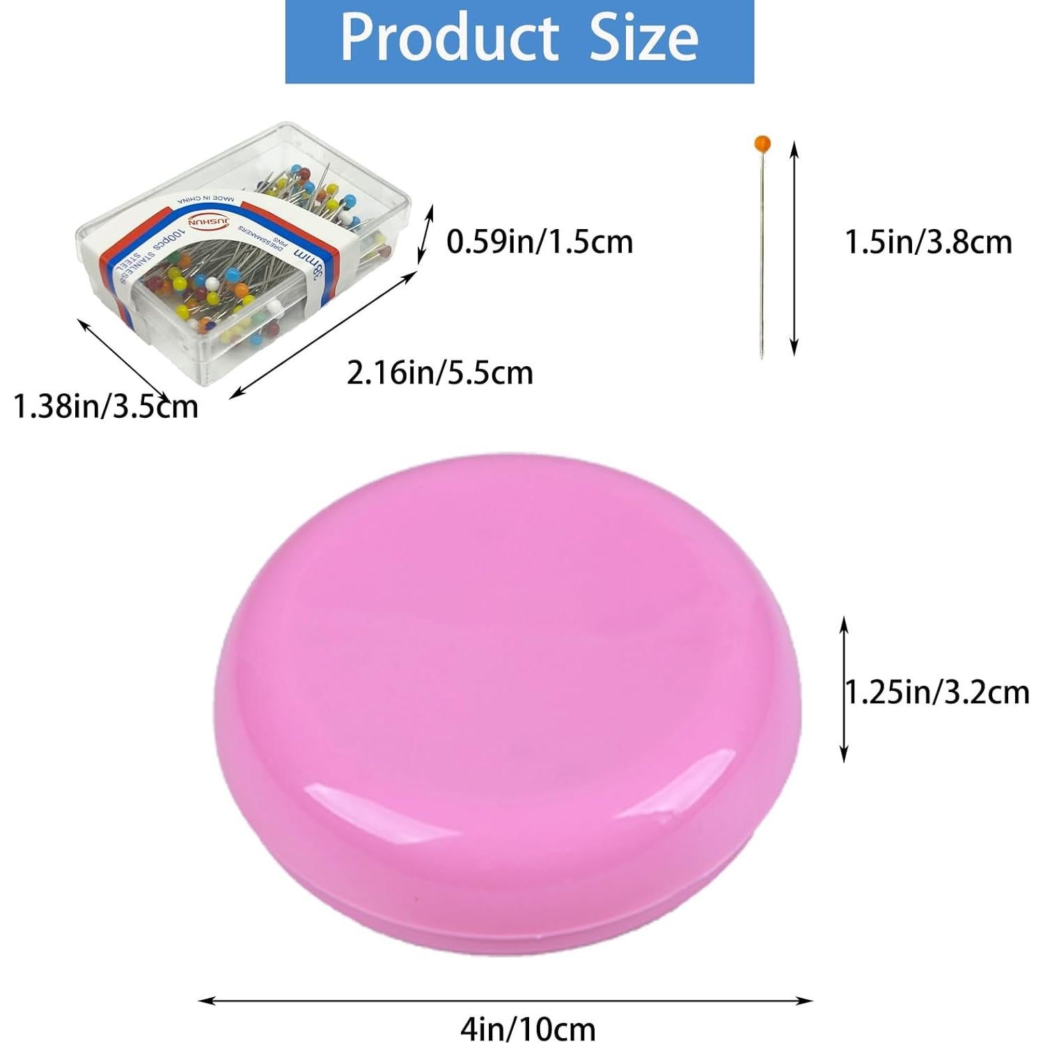 Cojín Magnético Hilltian Rosa con 100 Alfileres Plásticos