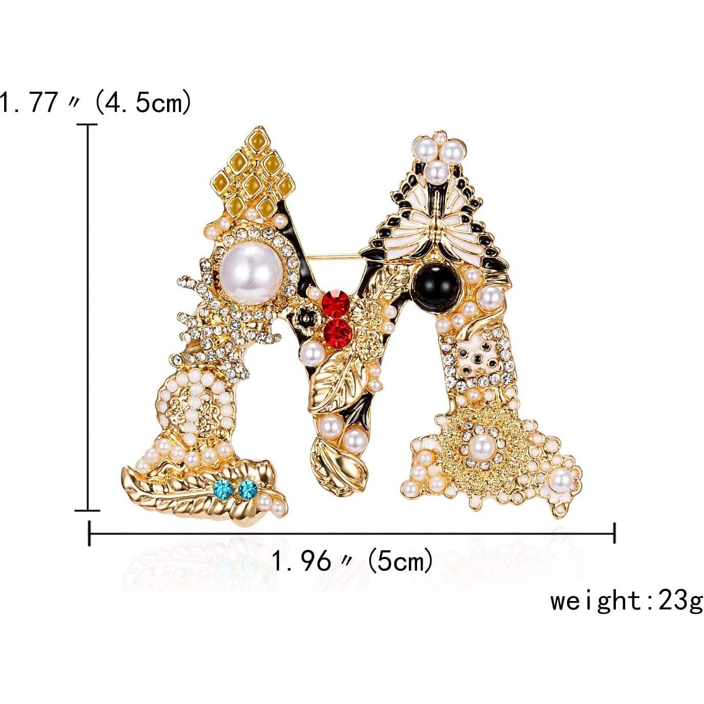 Broche Inicial de Perla RINHOO Letra A-Z Joyería Elegante