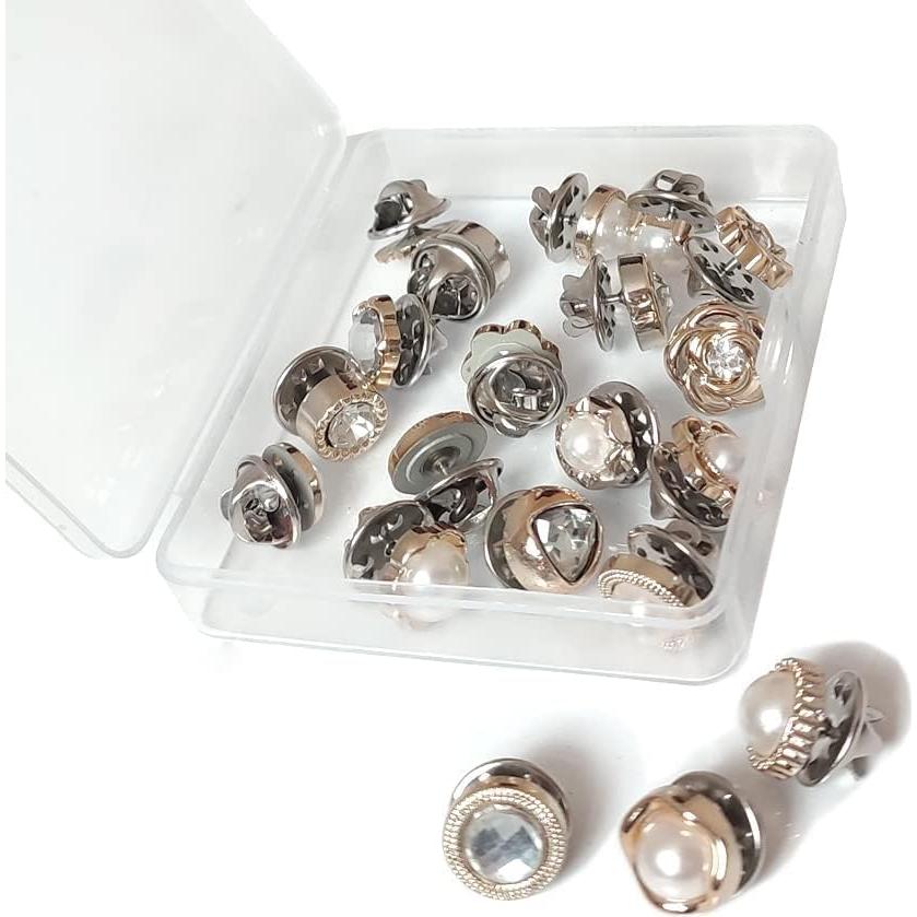 20 Botones de Broche LWQYHTT Perla y Rhinestone 10-12mm
