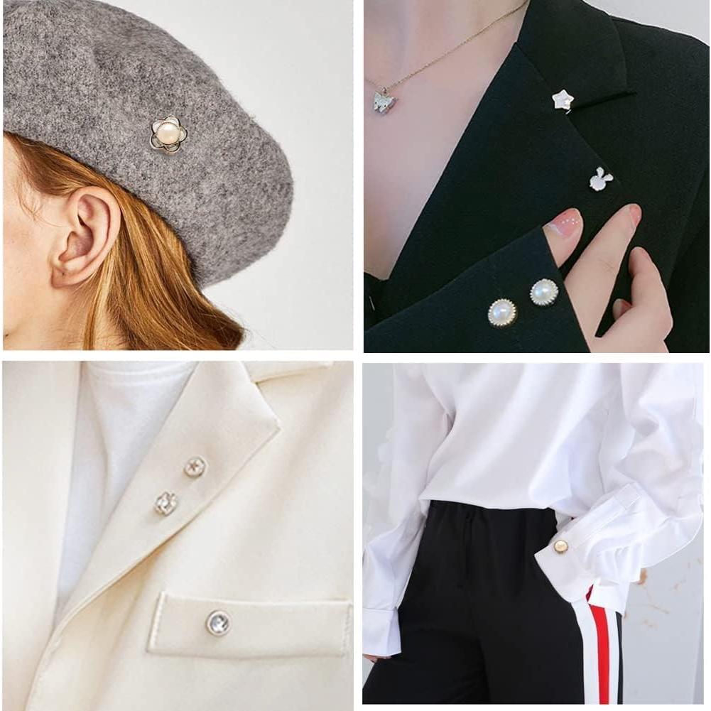 20 Botones de Broche LWQYHTT Perla y Rhinestone 10-12mm