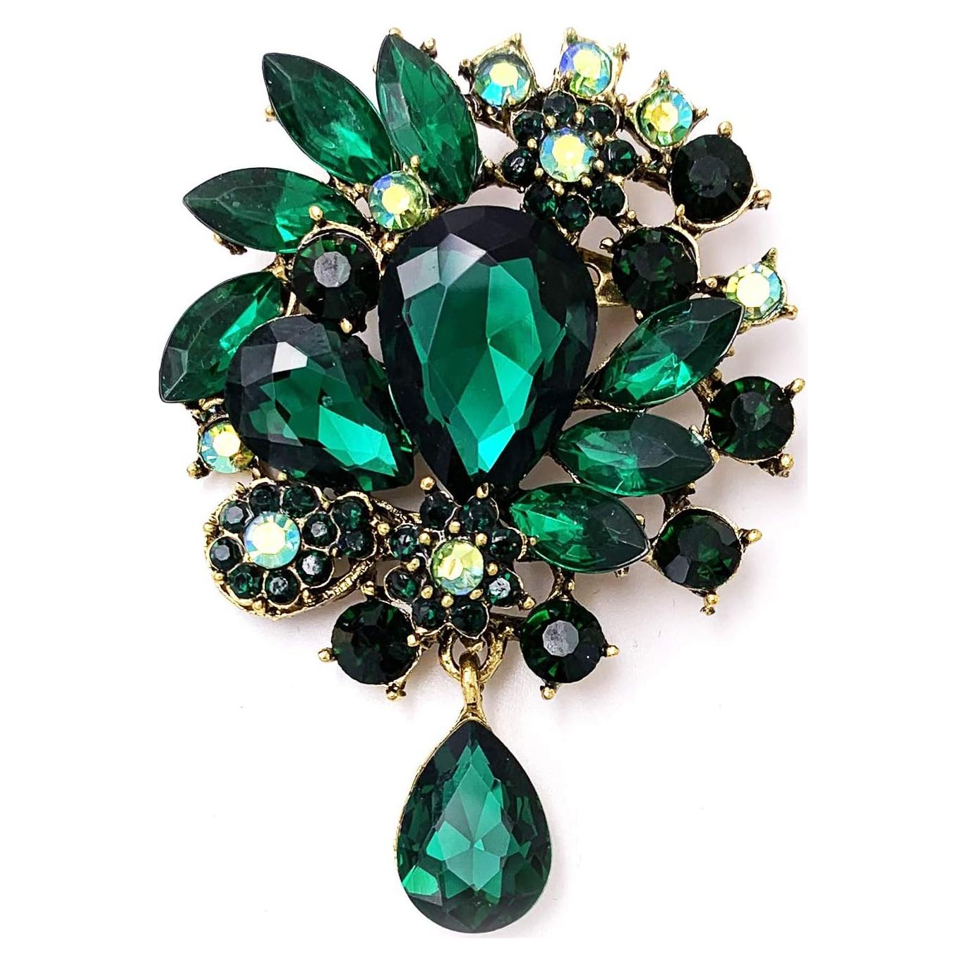 Broche Vintage LAXPICOL con Cristal Azul y Rhinestone