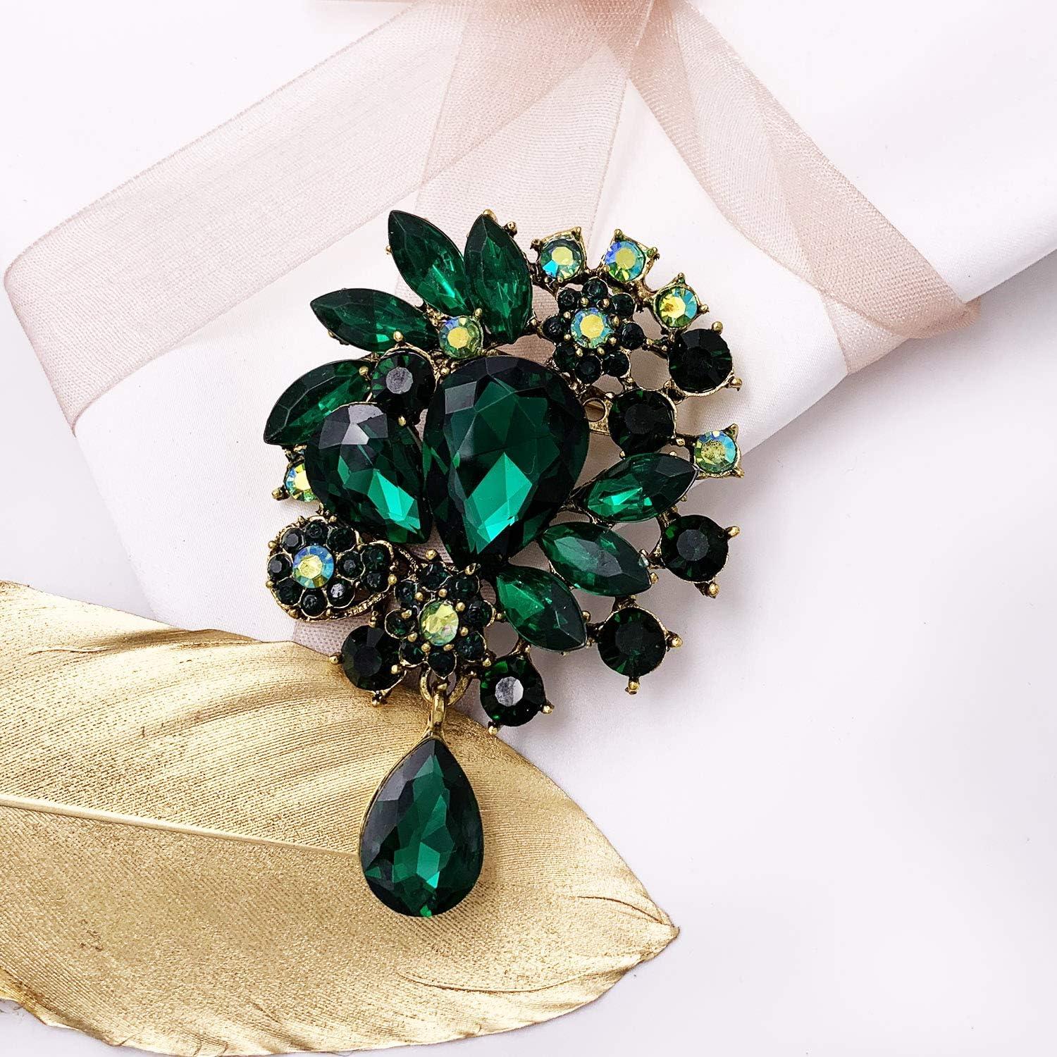 Broche Vintage LAXPICOL con Cristal Azul y Rhinestone