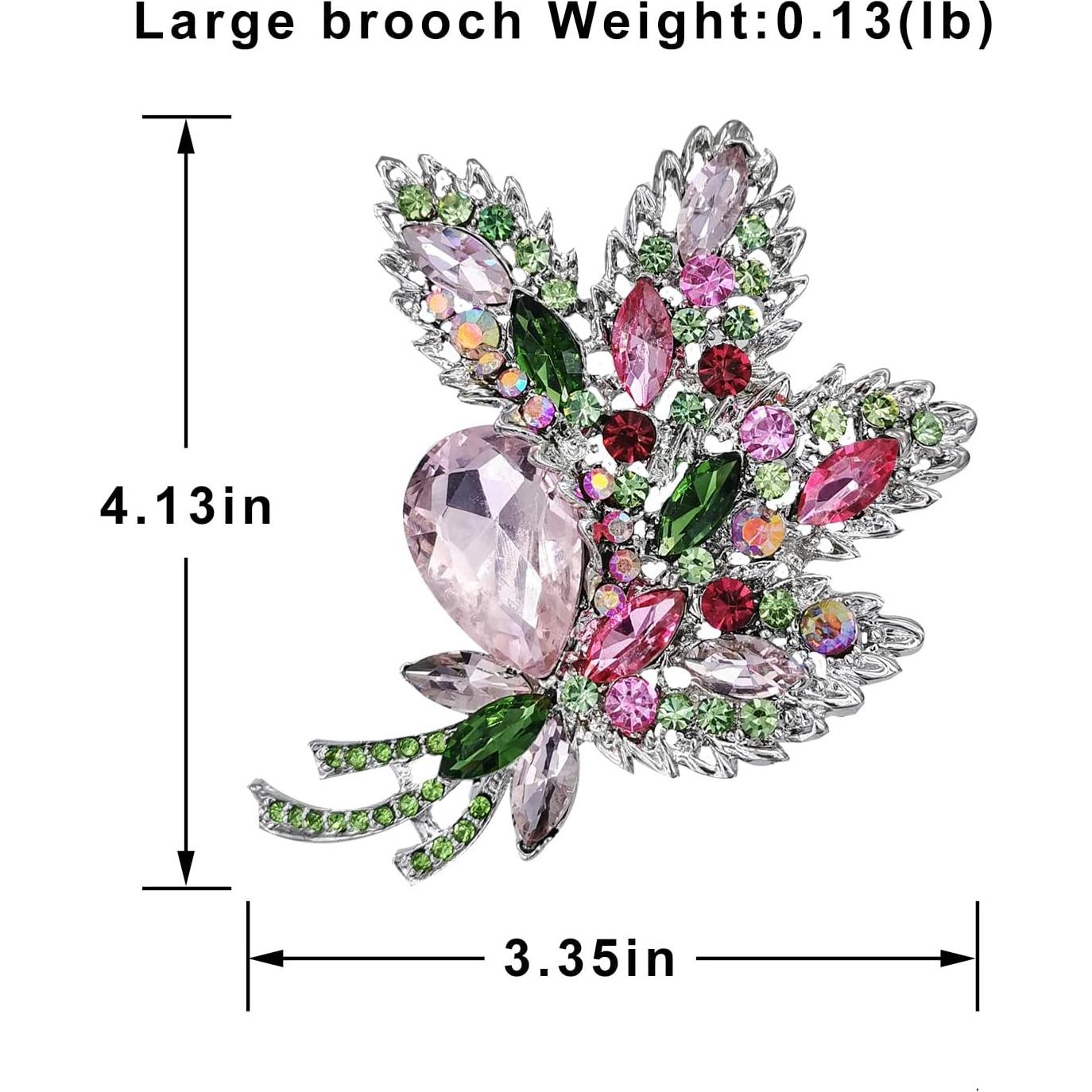 Broche de Cristal en Forma de Hoja YOQUCOL Rosa 8.5x10.5cm