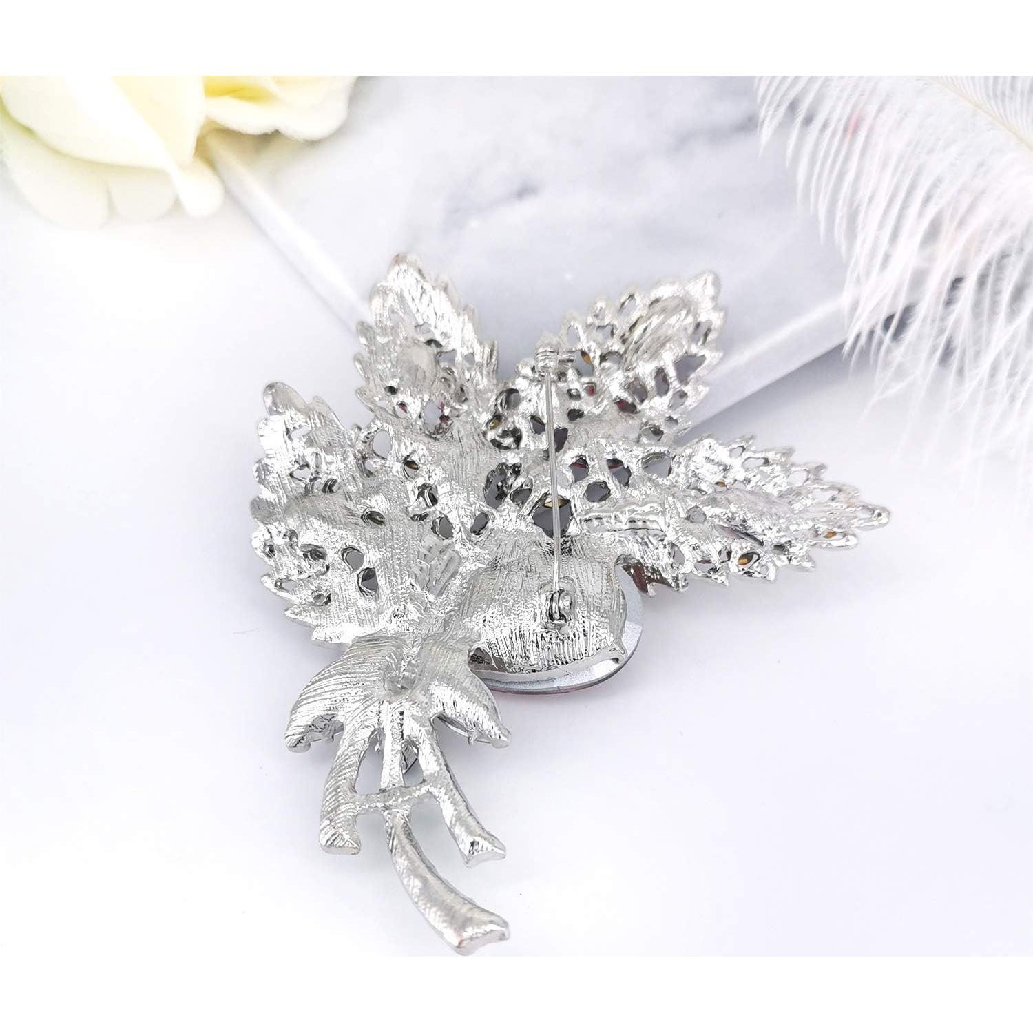 Broche de Cristal en Forma de Hoja YOQUCOL Rosa 8.5x10.5cm