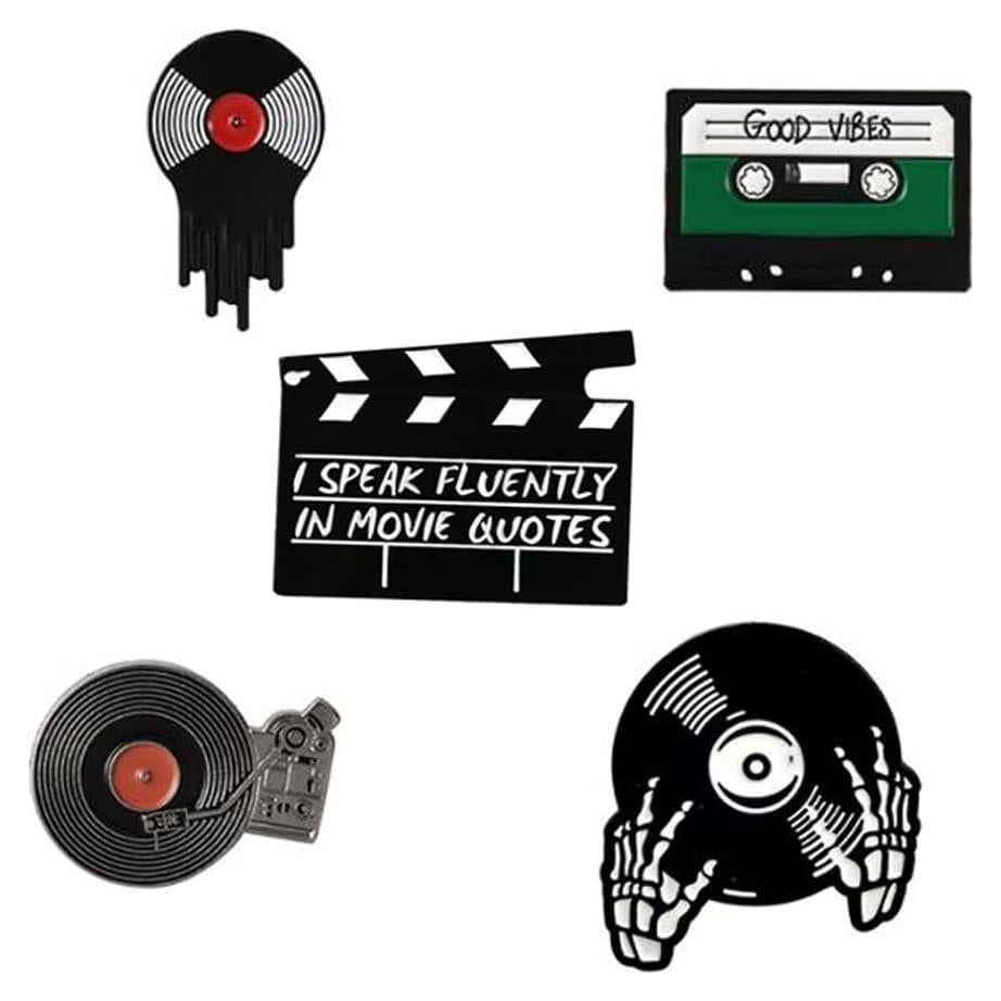 5 Piezas Pin de Esmalte Retro HUAQIGUO Tema Musical