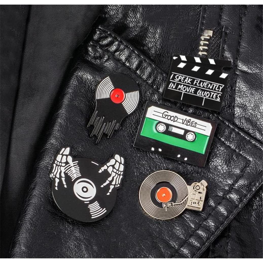 5 Piezas Pin de Esmalte Retro HUAQIGUO Tema Musical
