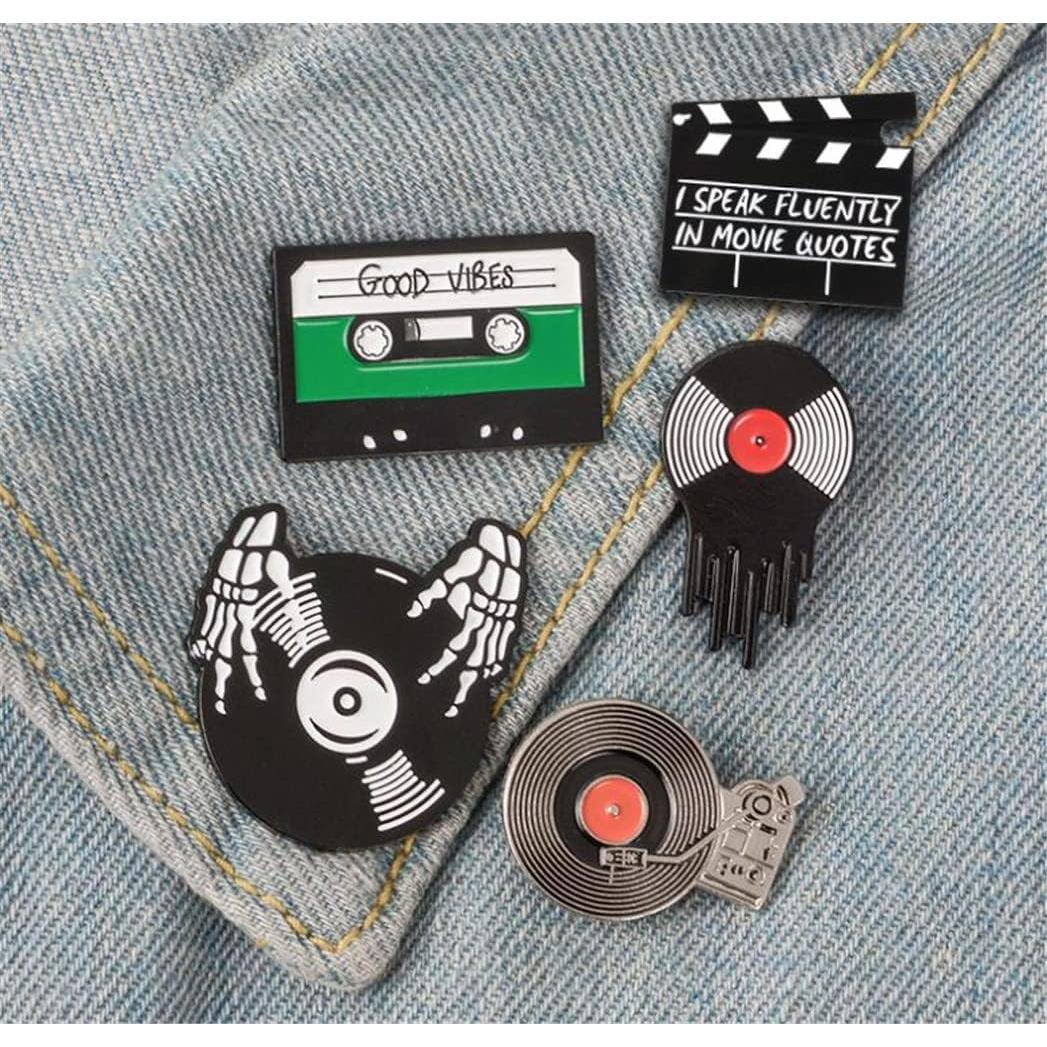 5 Piezas Pin de Esmalte Retro HUAQIGUO Tema Musical