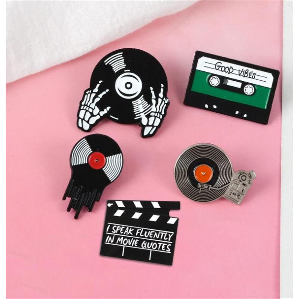 5 Piezas Pin de Esmalte Retro HUAQIGUO Tema Musical