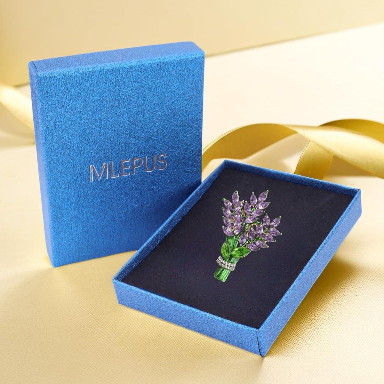 Broche de flor de lavanda con strass para mujeres - 10.9x7.9 cm