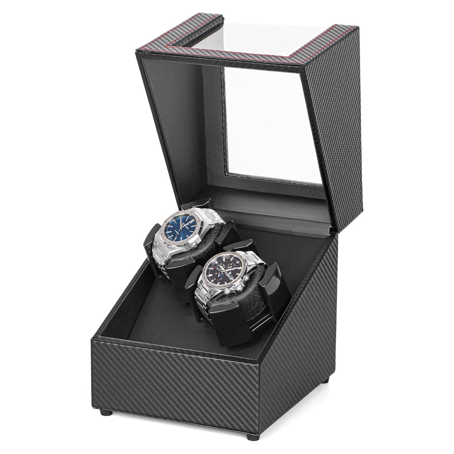 Winder de Reloj Doble LLS Fibra de Carbono Negra 2+0