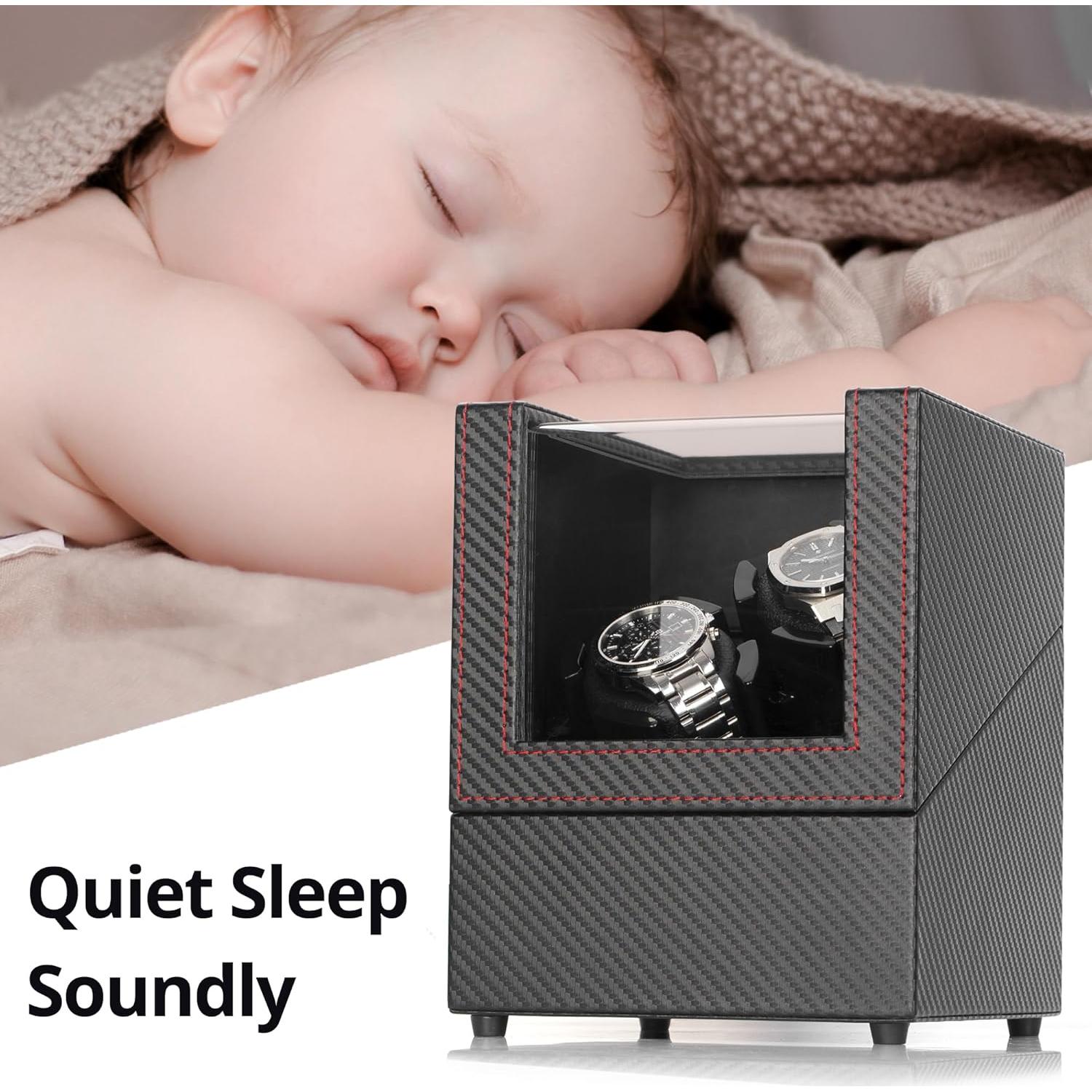 Winder de Reloj Doble LLS Fibra de Carbono Negra 2+0