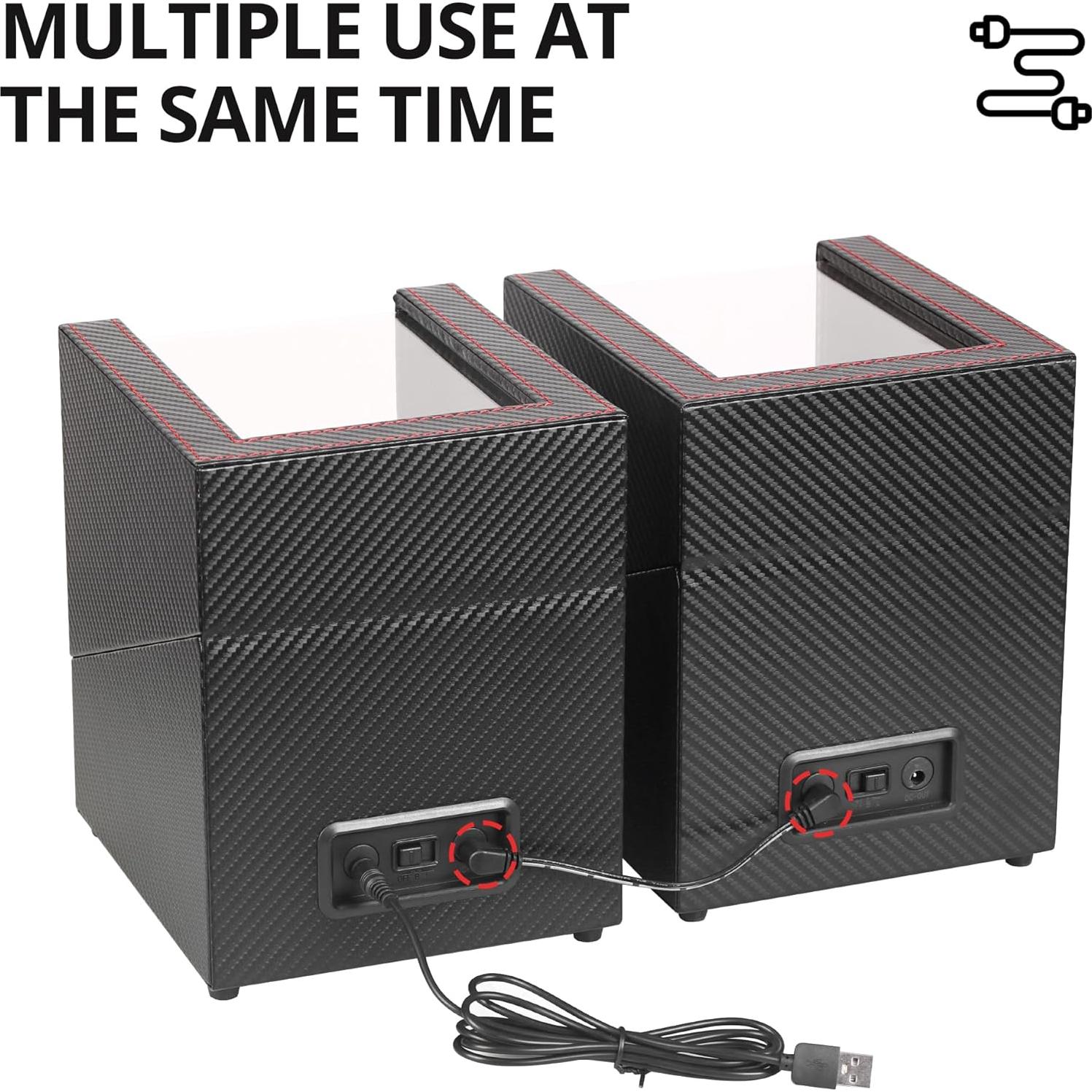 Winder de Reloj Doble LLS Fibra de Carbono Negra 2+0