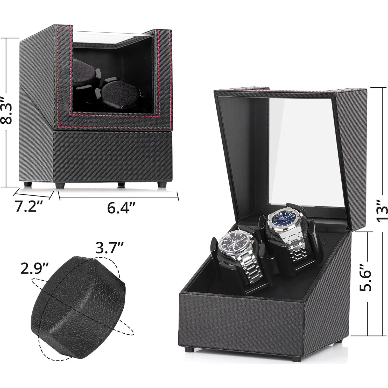 Winder de Reloj Doble LLS Fibra de Carbono Negra 2+0