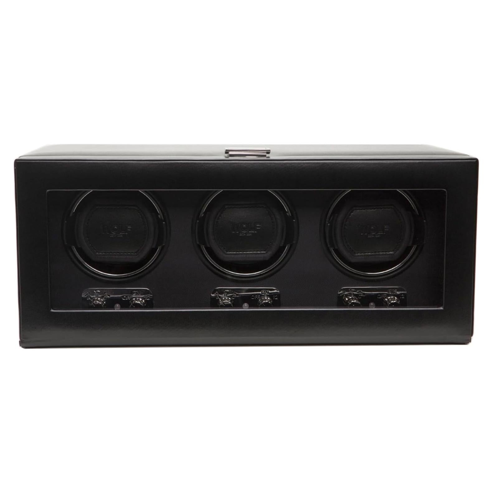 Enrollador de Relojes WOLF Heritage 3 Piezas Negro Cuero Vegano