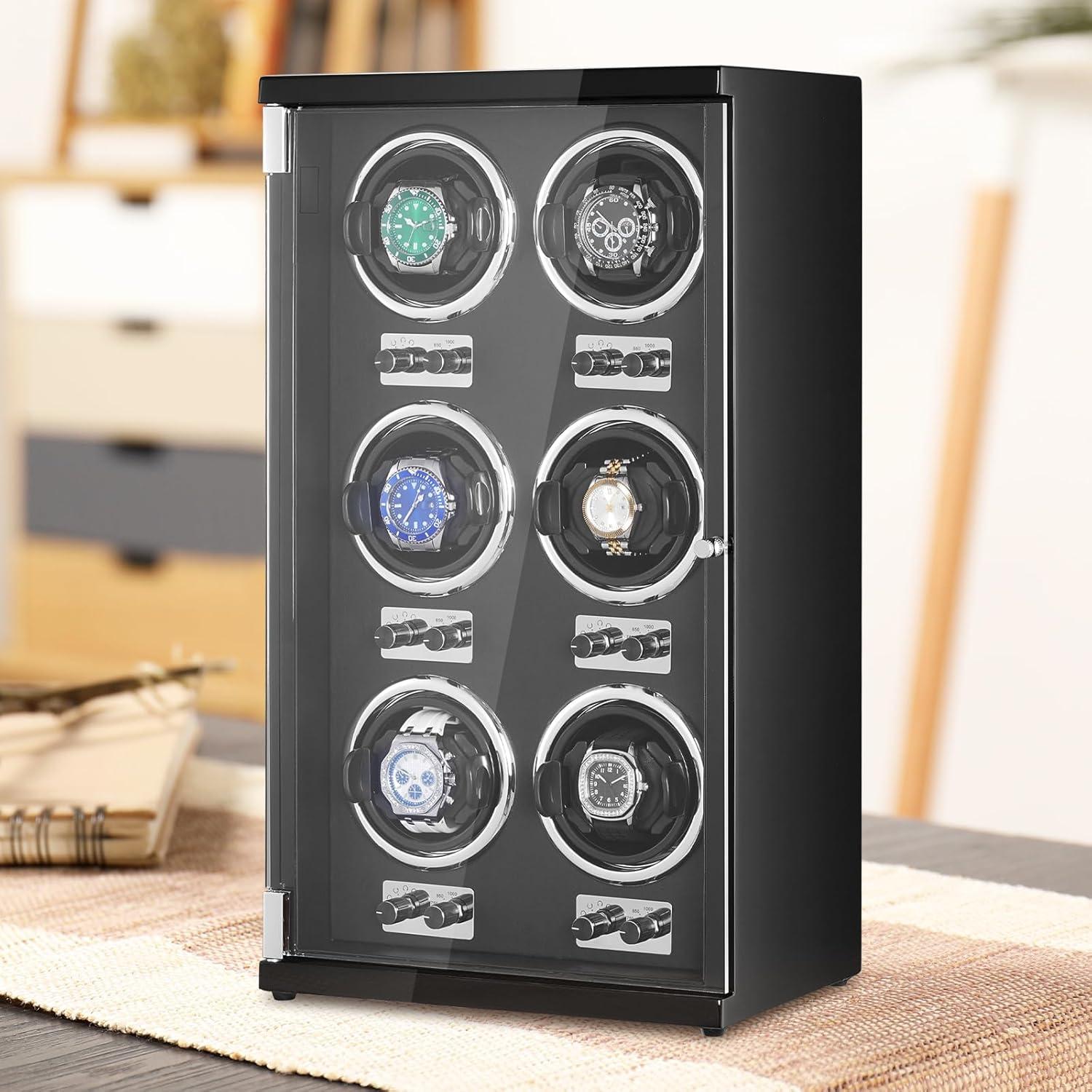 Reloj Winder VEVOR para 6 Relojes Automáticos, Motor Silencioso