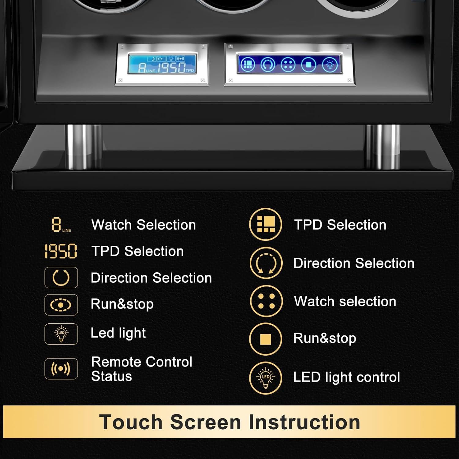 DUKWIN Winder para 12 Relojes Automáticos con Huella Dactilar