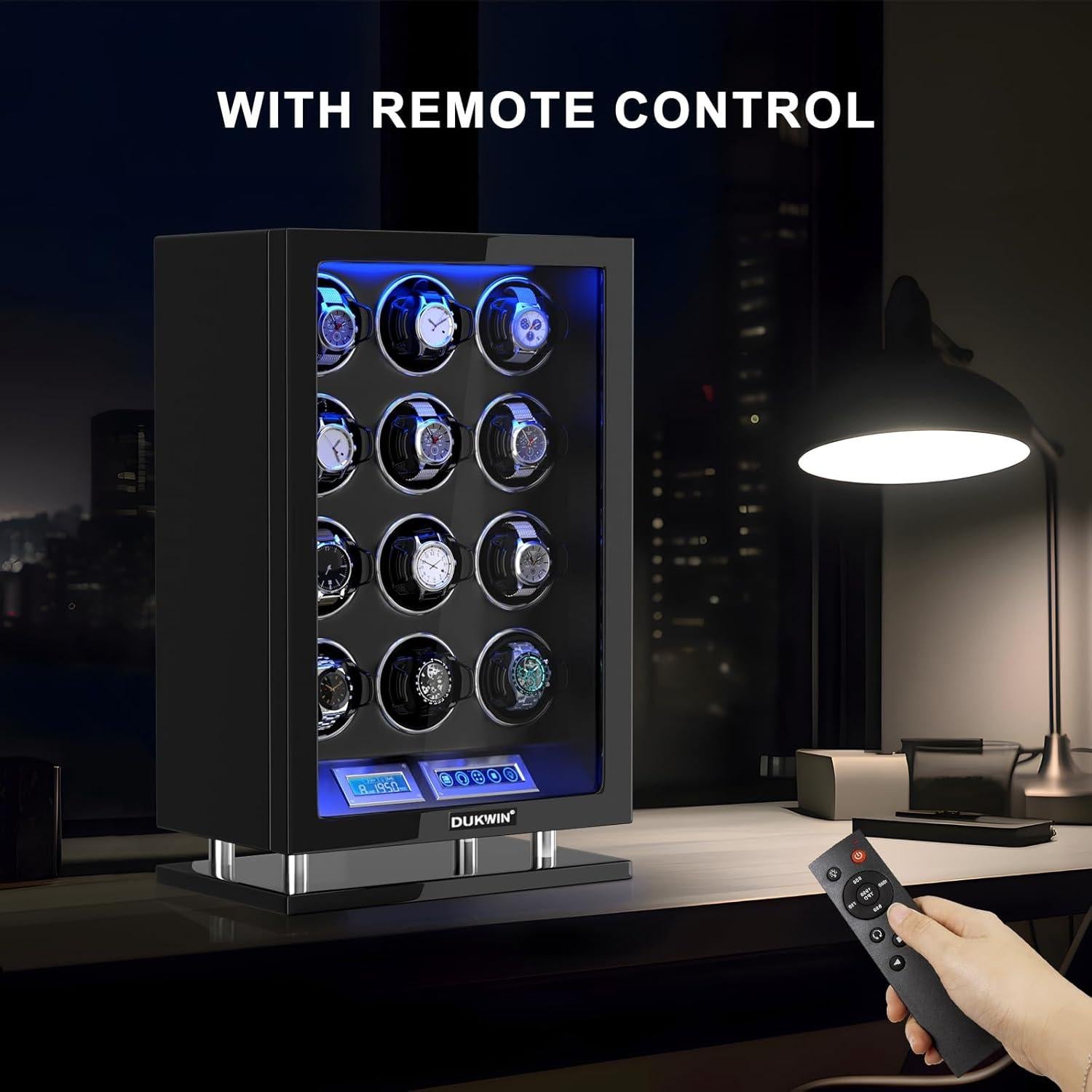 DUKWIN Winder para 12 Relojes Automáticos con Huella Dactilar