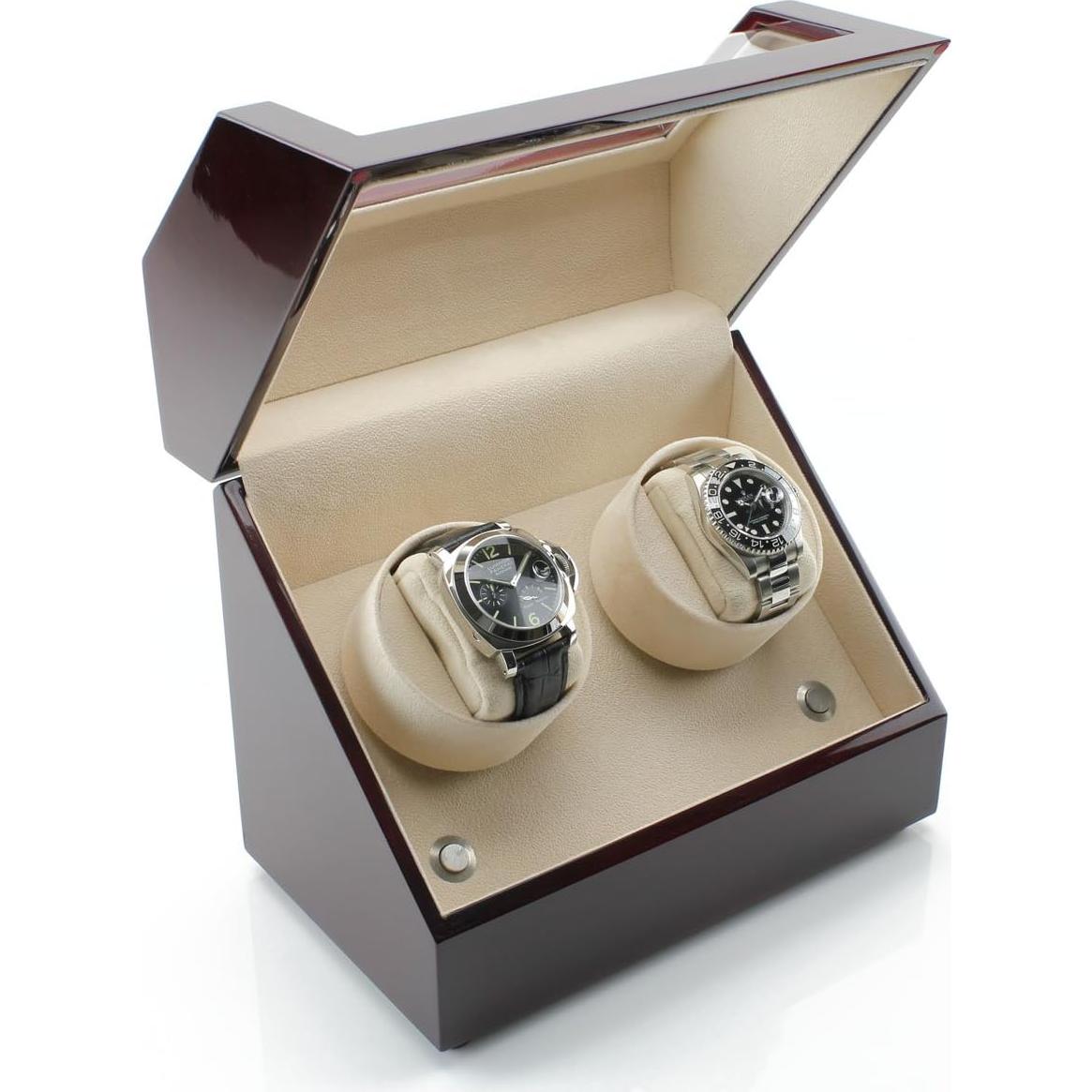 Winder de Reloj Doble Heiden HD10 en Madera de Cereza