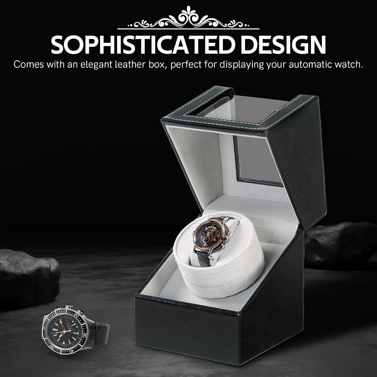 Reloj Winder MYFULLY Individual en Cuero Negro con Motor Silencioso