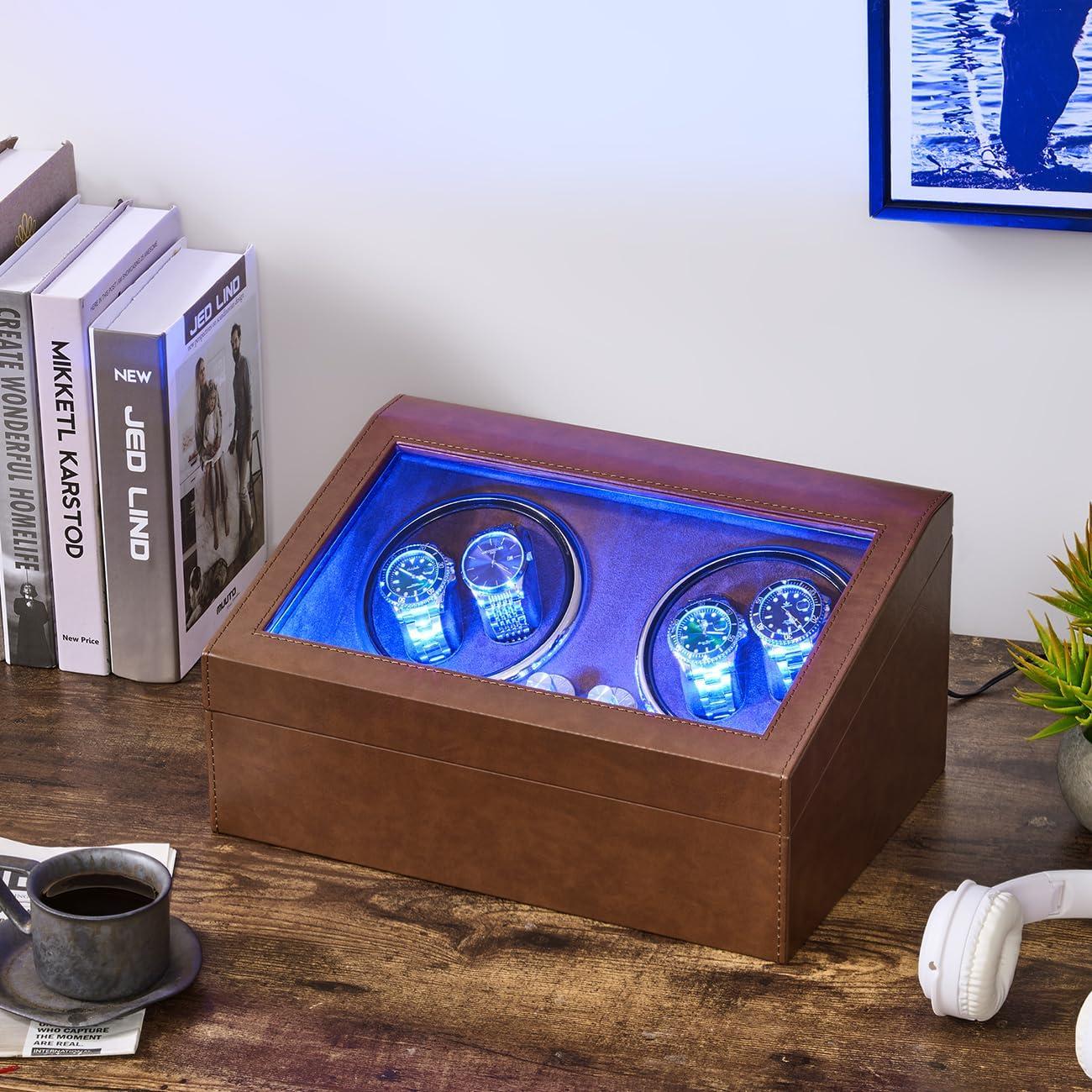 Cargador de Relojes ANWBROAD 4+6 con Luz LED y Motor Silencioso