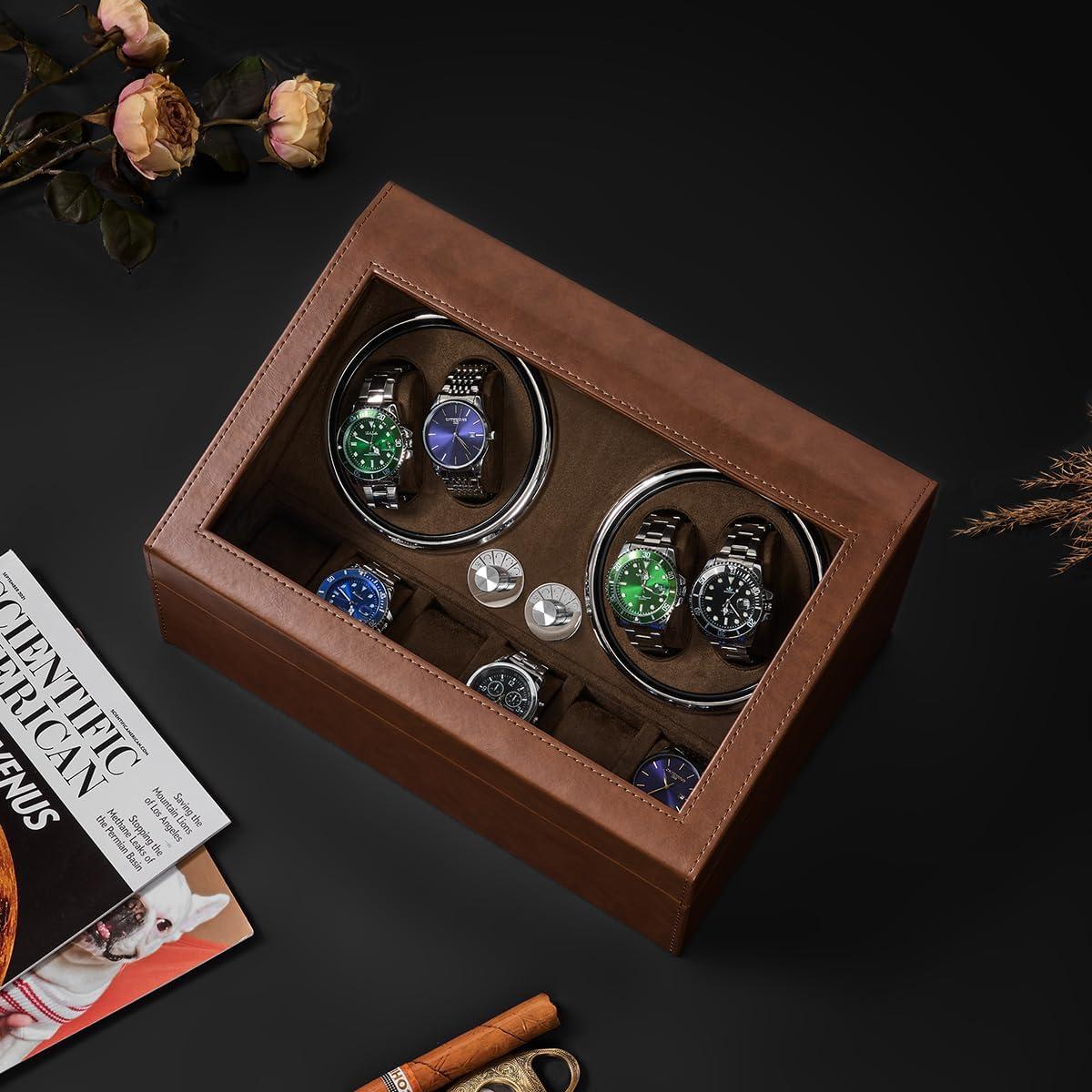 Cargador de Relojes ANWBROAD 4+6 con Luz LED y Motor Silencioso