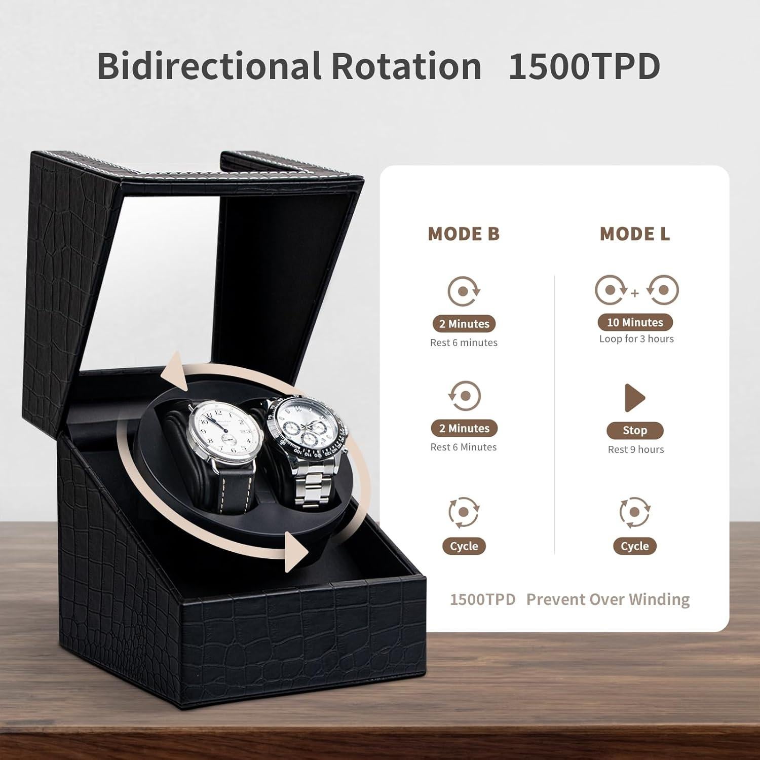 Winder de Reloj Automático Doble SHOWPIN - Cuero Vegano 42mm