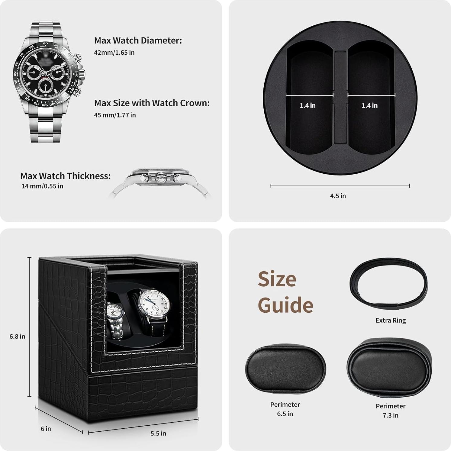 Winder de Reloj Automático Doble SHOWPIN - Cuero Vegano 42mm