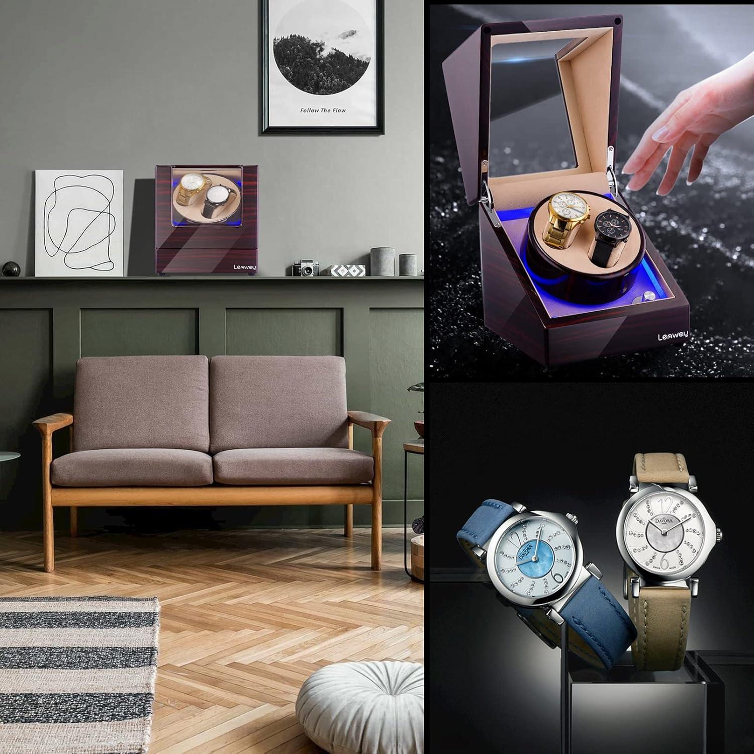 Winder Automático de Reloj Lenway 4 Modos Silencioso LED