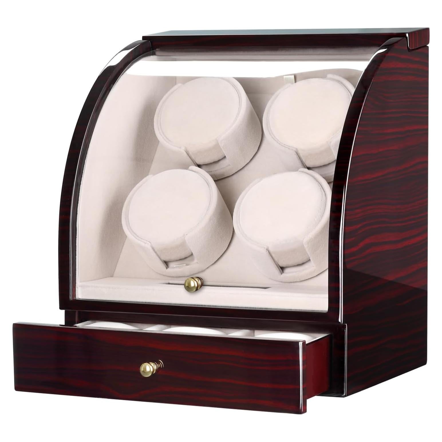 Enrollador de Reloj CHIYODA para 4 Relojes Automáticos, Marrón