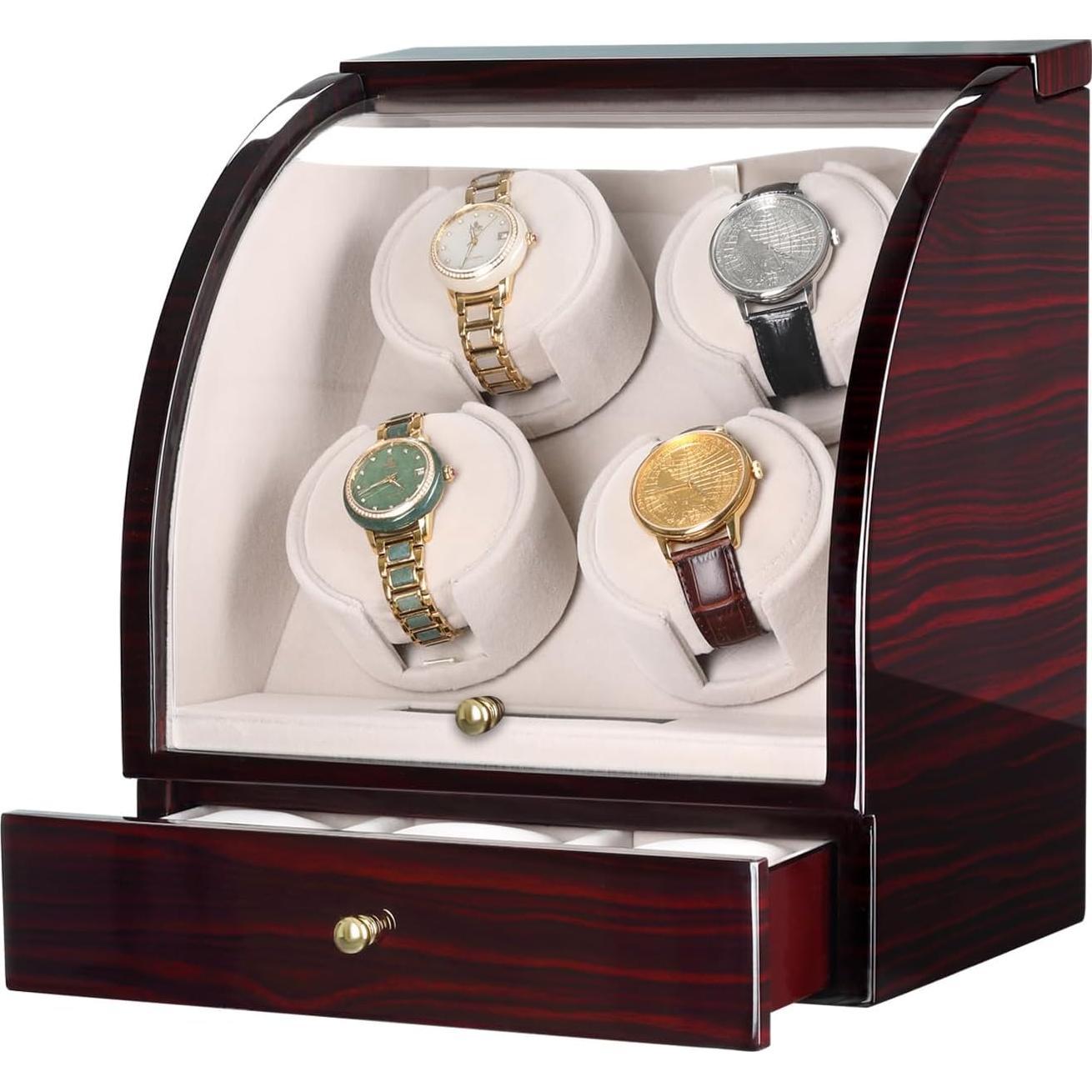 Enrollador de Reloj CHIYODA para 4 Relojes Automáticos, Marrón