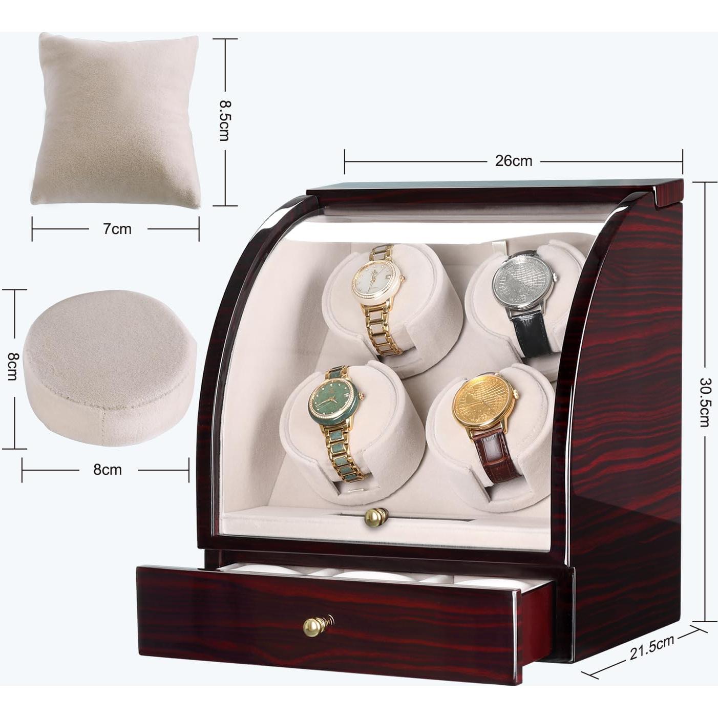 Enrollador de Reloj CHIYODA para 4 Relojes Automáticos, Marrón