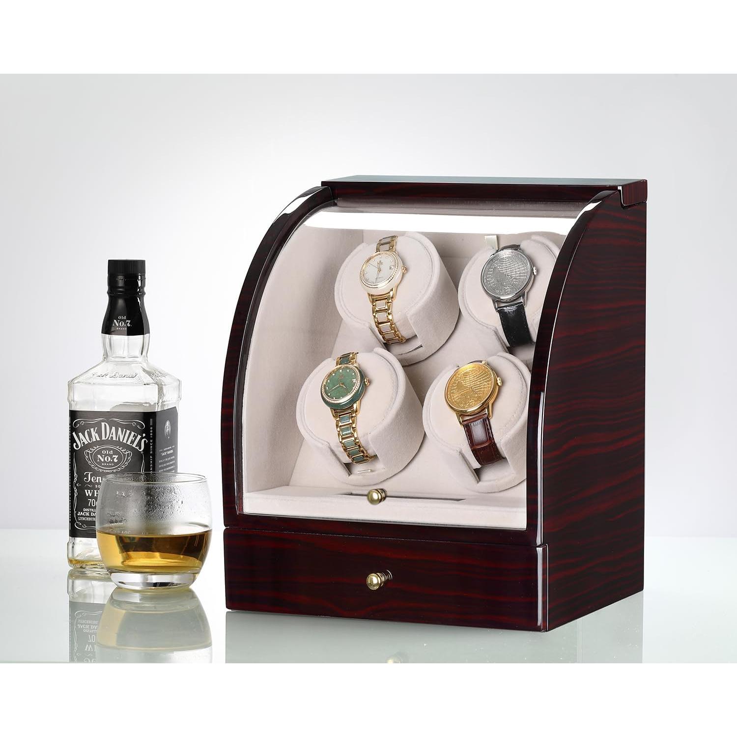 Enrollador de Reloj CHIYODA para 4 Relojes Automáticos, Marrón