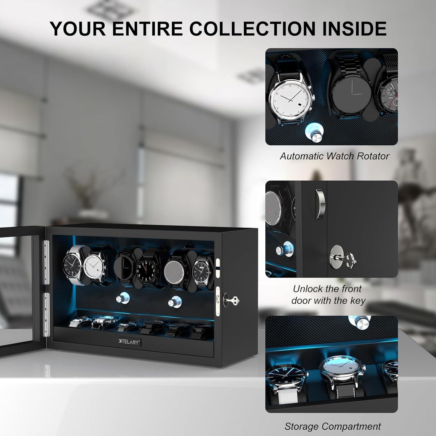 Relojero Automático XTELARY para 6 Relojes - Motor Silencioso