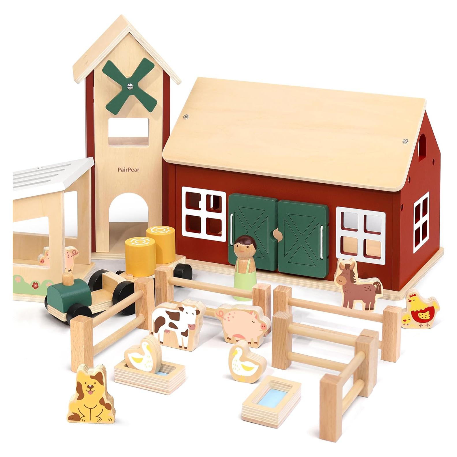 Juego de Granja de Madera PairPear 31 Piezas con Tractor