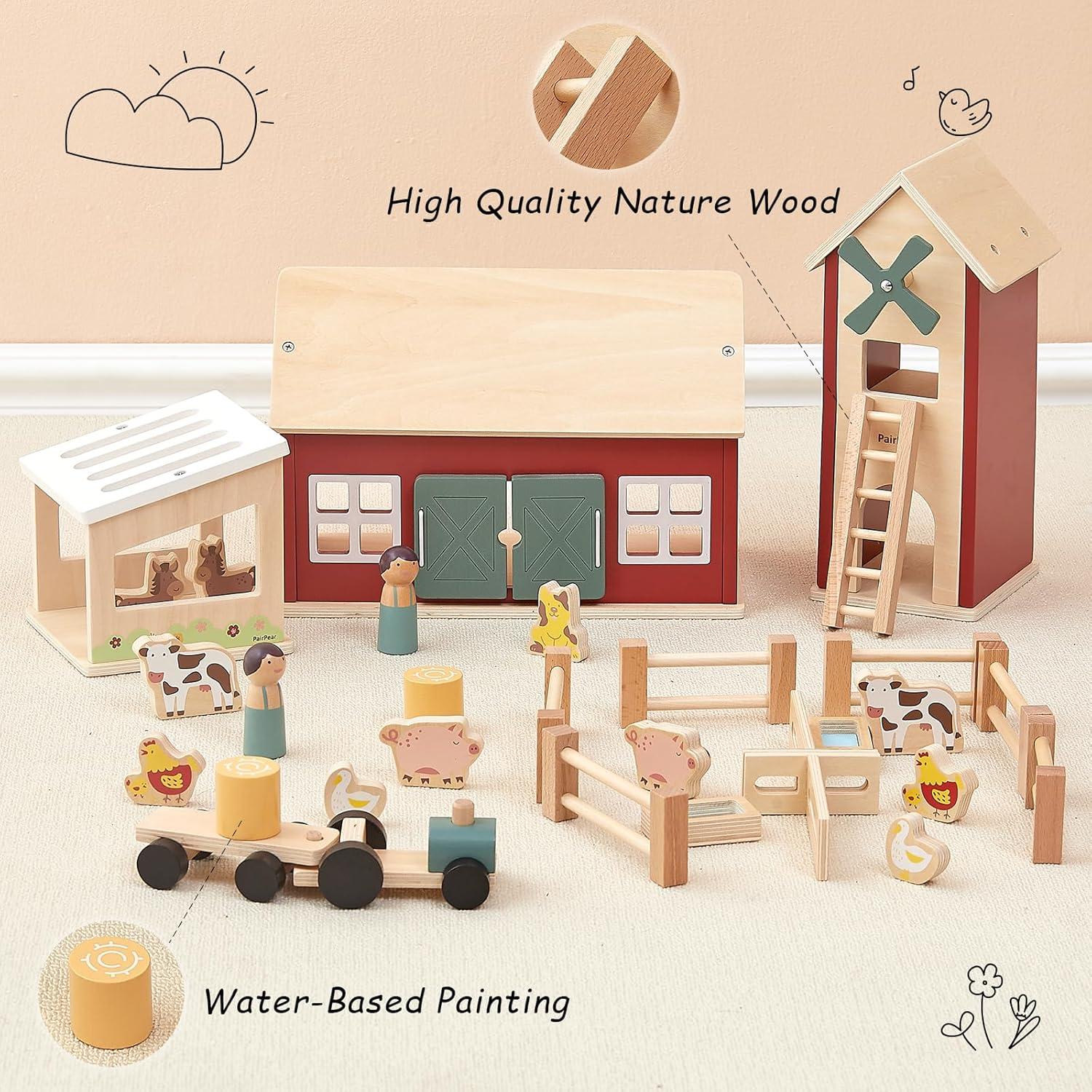 Juego de Granja de Madera PairPear 31 Piezas con Tractor