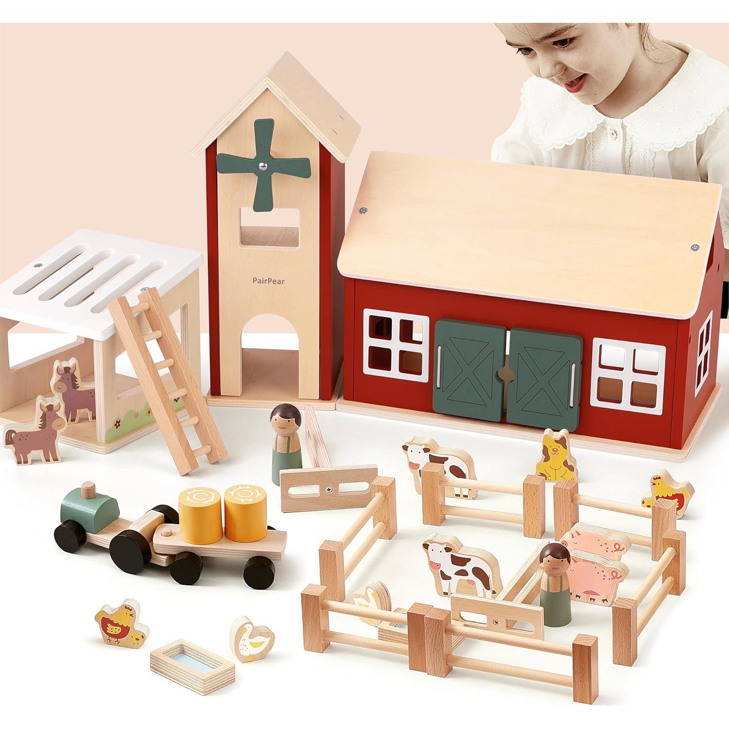 Juego de Granja de Madera PairPear 31 Piezas con Tractor