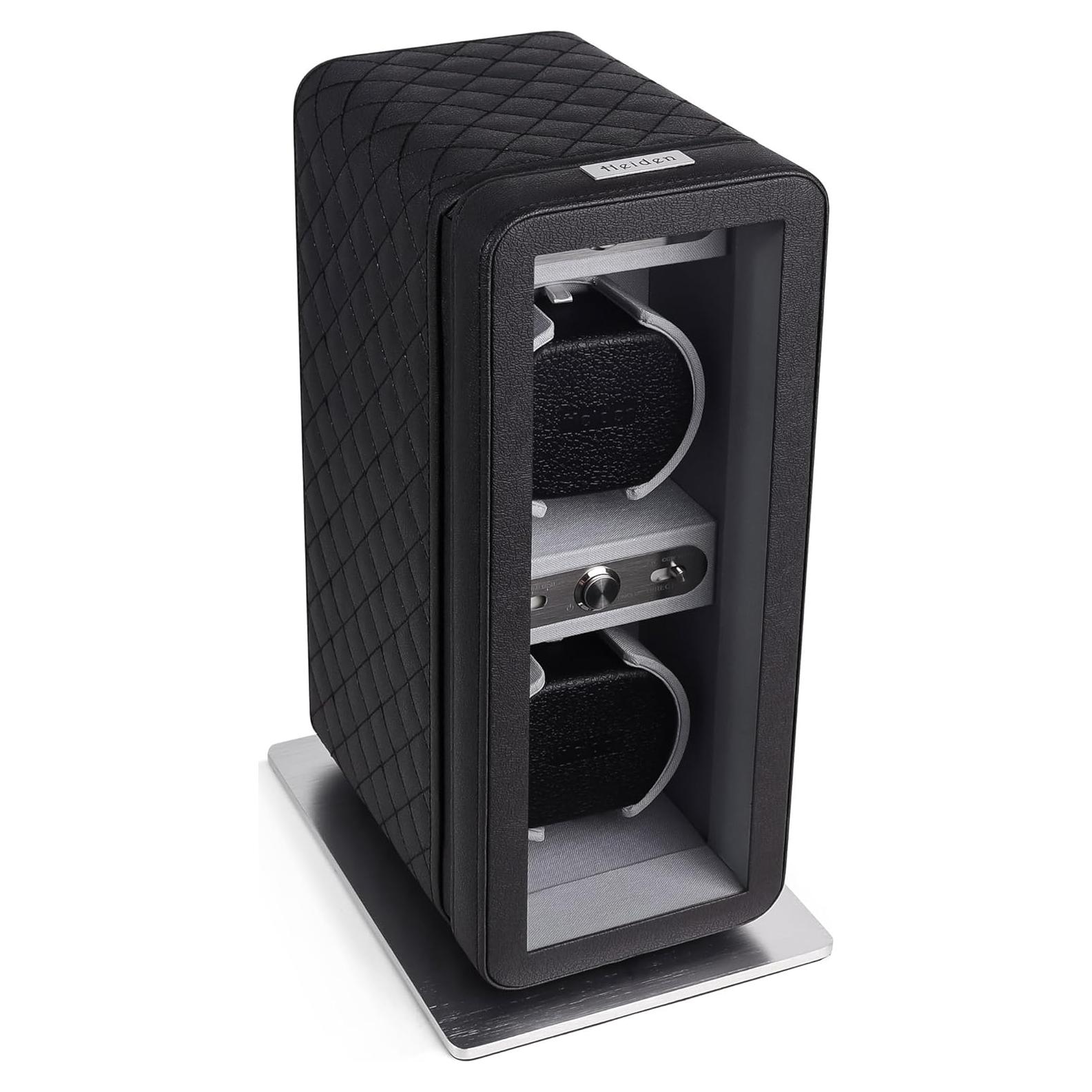 Enrollador de Relojes Doble Heiden Monaco en Cuero Negro