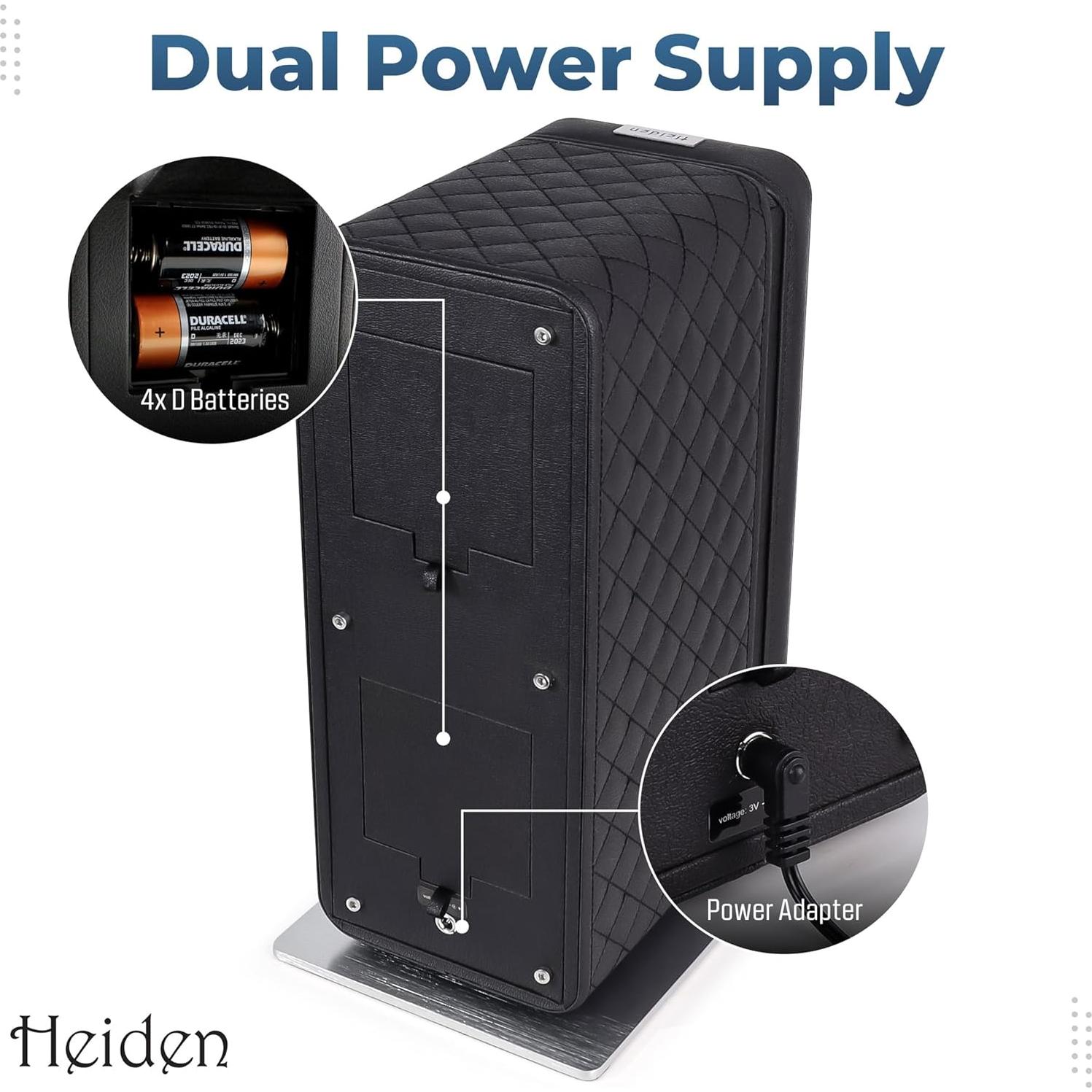 Enrollador de Relojes Doble Heiden Monaco en Cuero Negro