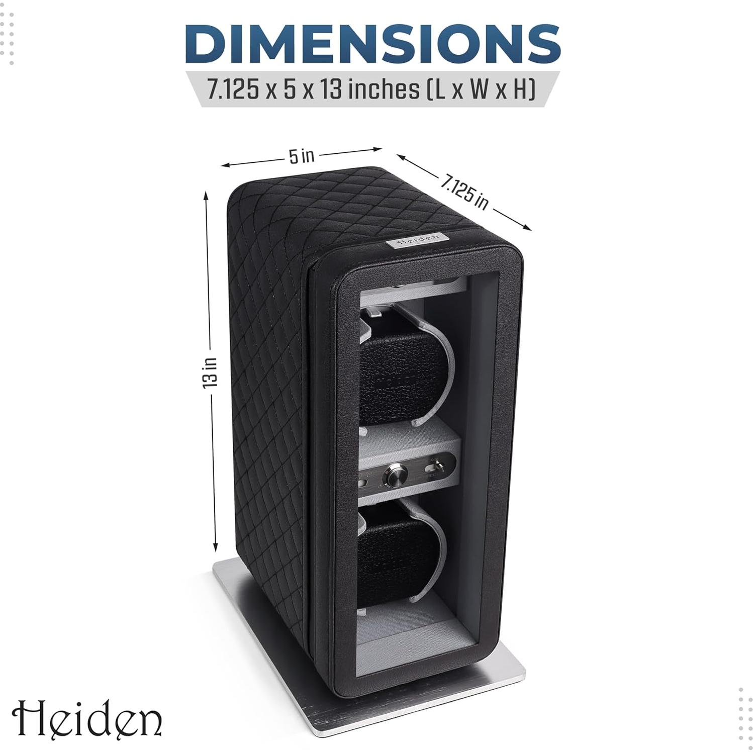 Enrollador de Relojes Doble Heiden Monaco en Cuero Negro