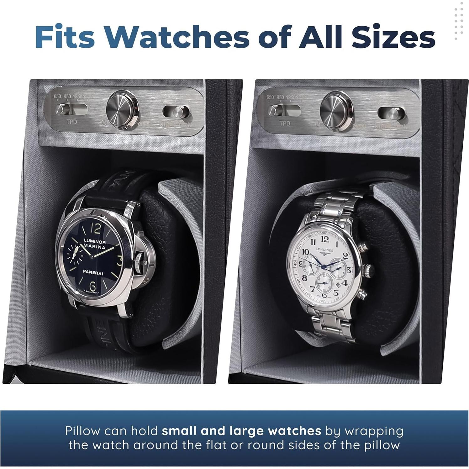 Enrollador de Relojes Heiden Monaco - Cuero Negro - 12 Configuraciones