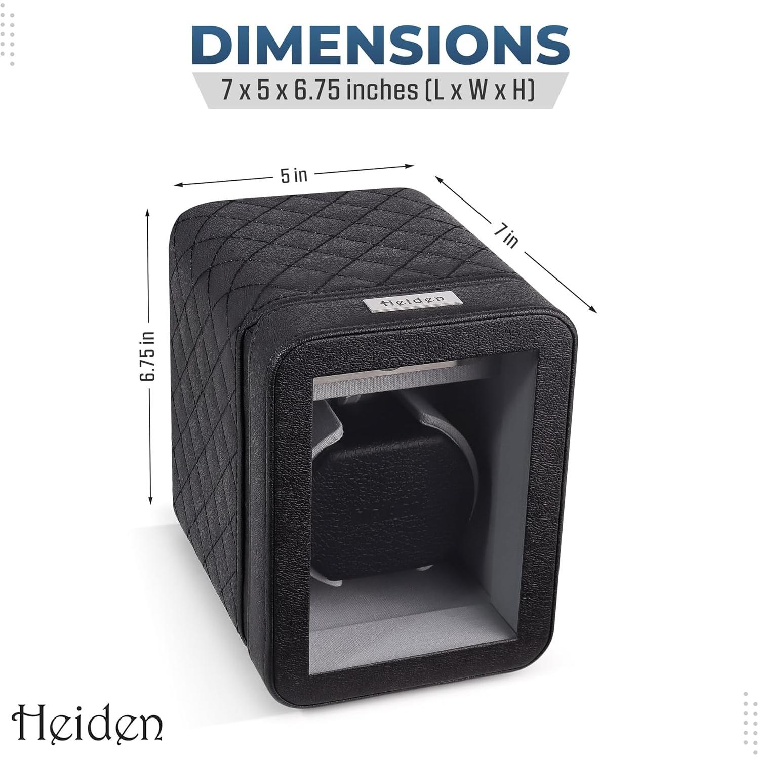 Enrollador de Relojes Heiden Monaco - Cuero Negro - 12 Configuraciones