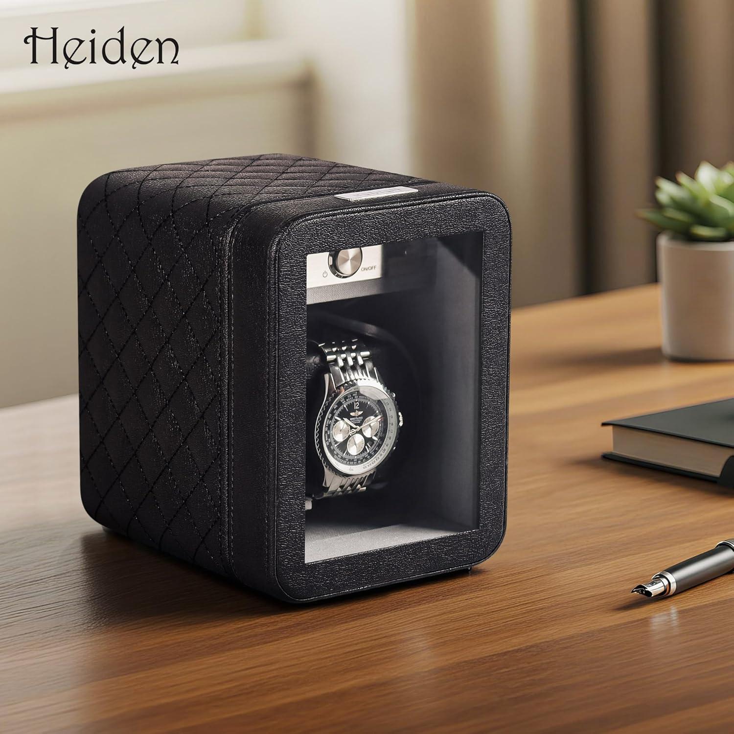 Enrollador de Relojes Heiden Monaco - Cuero Negro - 12 Configuraciones