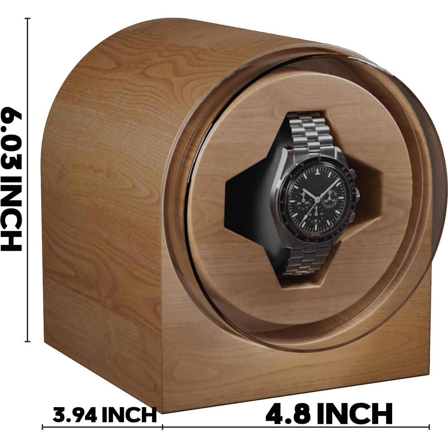 Enrollador Automático de Reloj Yotangcit - Motor Silencioso, Grano de Madera