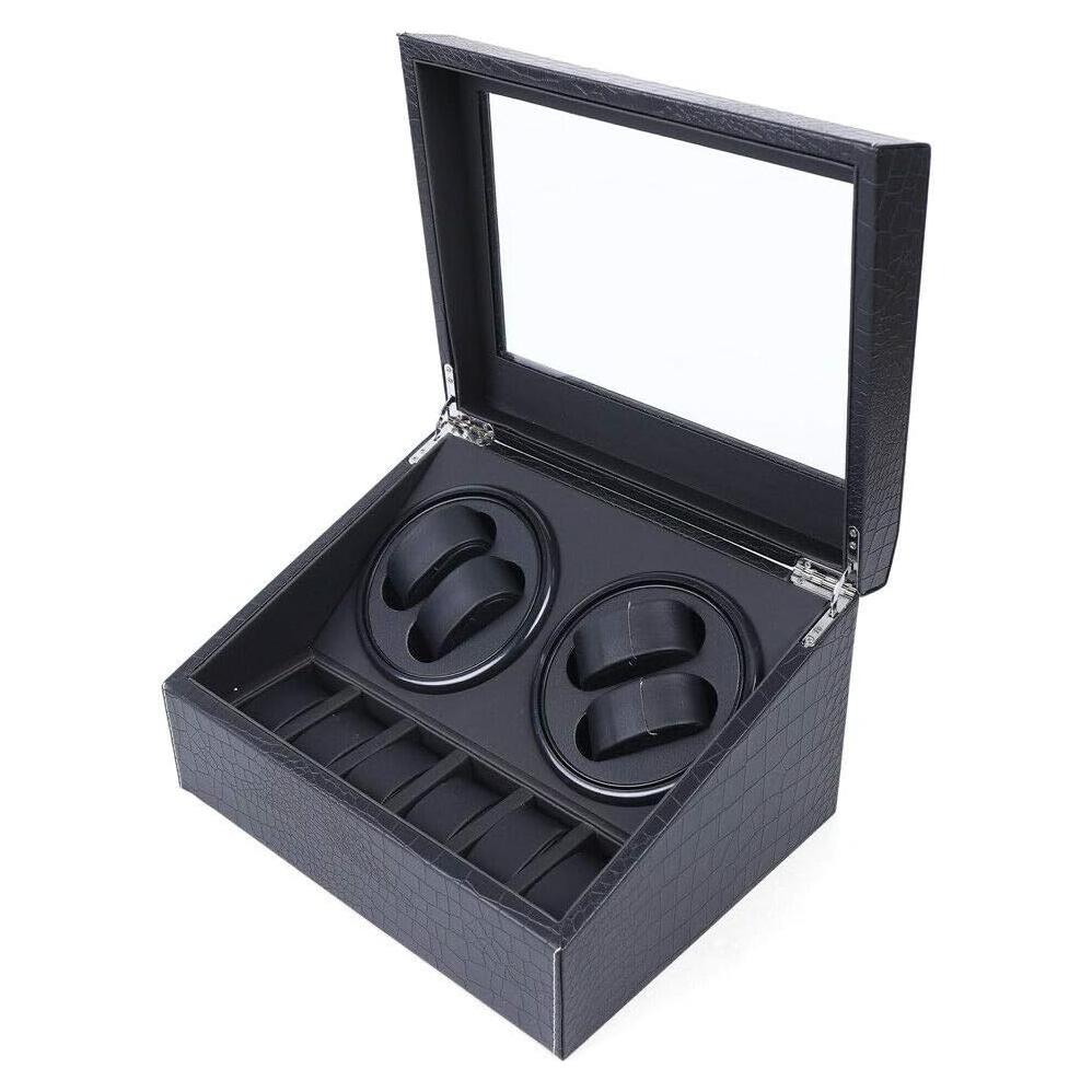 Caja de Reloj Automática 4+6 PU con Motor Silencioso - Negro