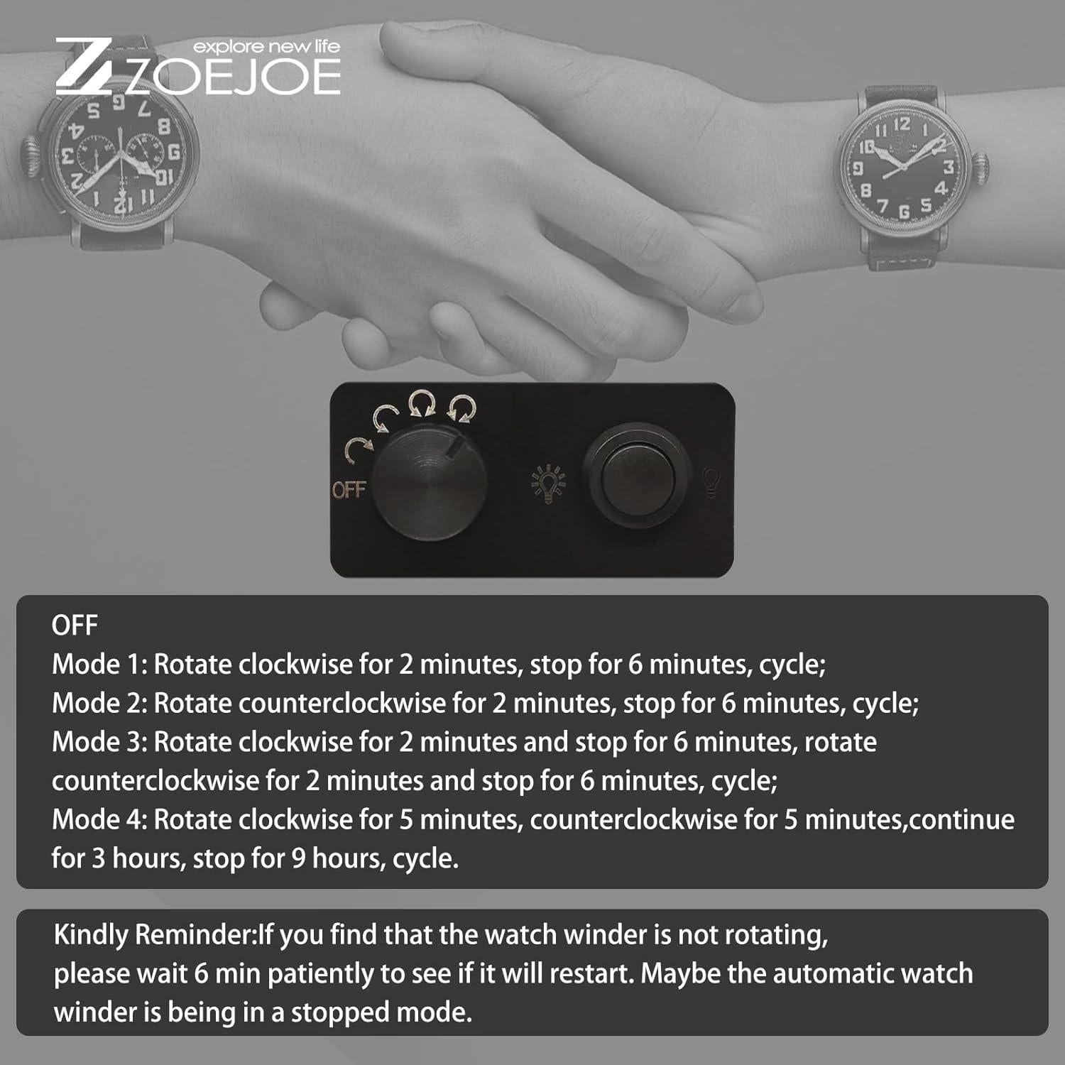 Enrollador automático de relojes ZOEJOE 12 relojes, 4 modos