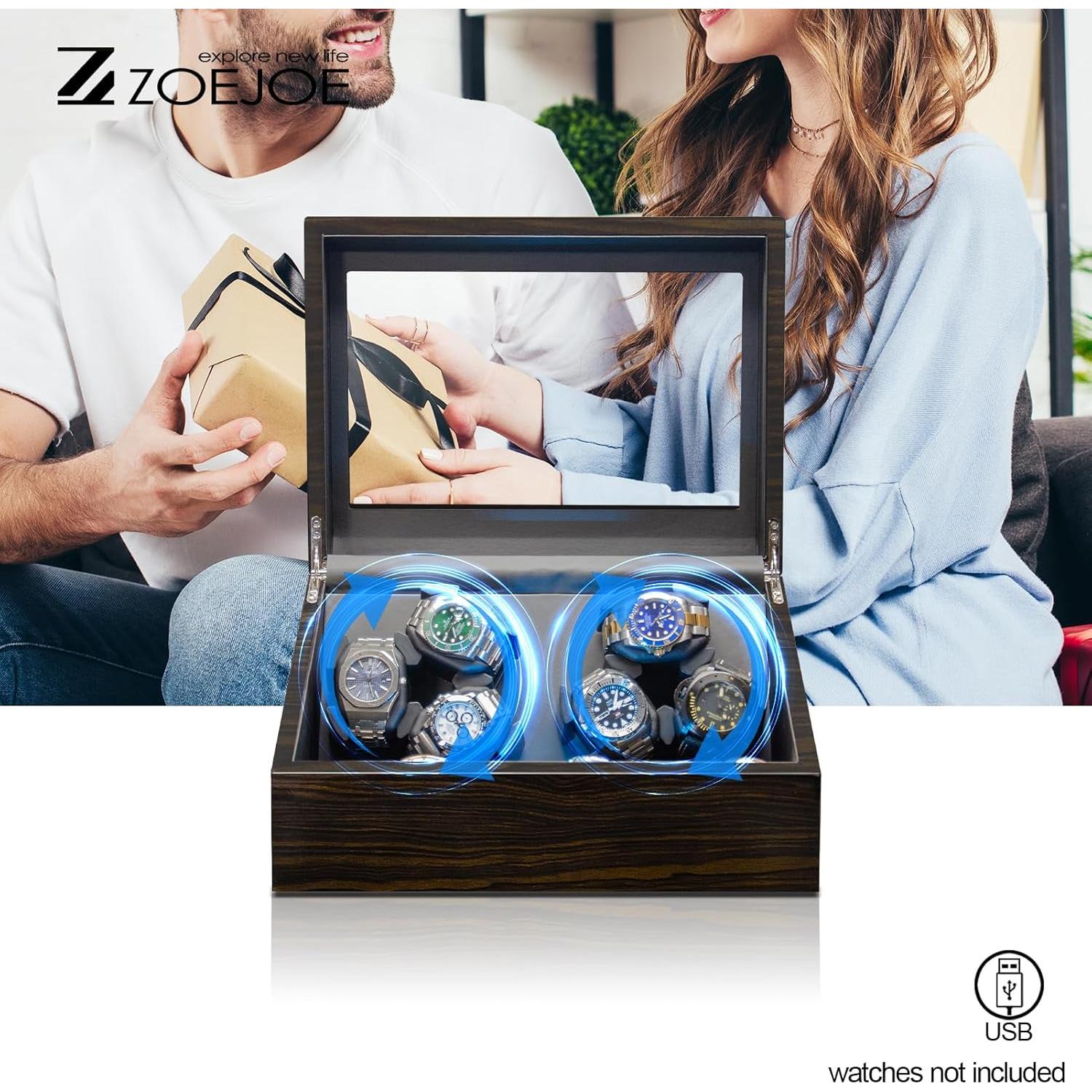 Enrollador automático de relojes ZOEJOE 12 relojes, 4 modos